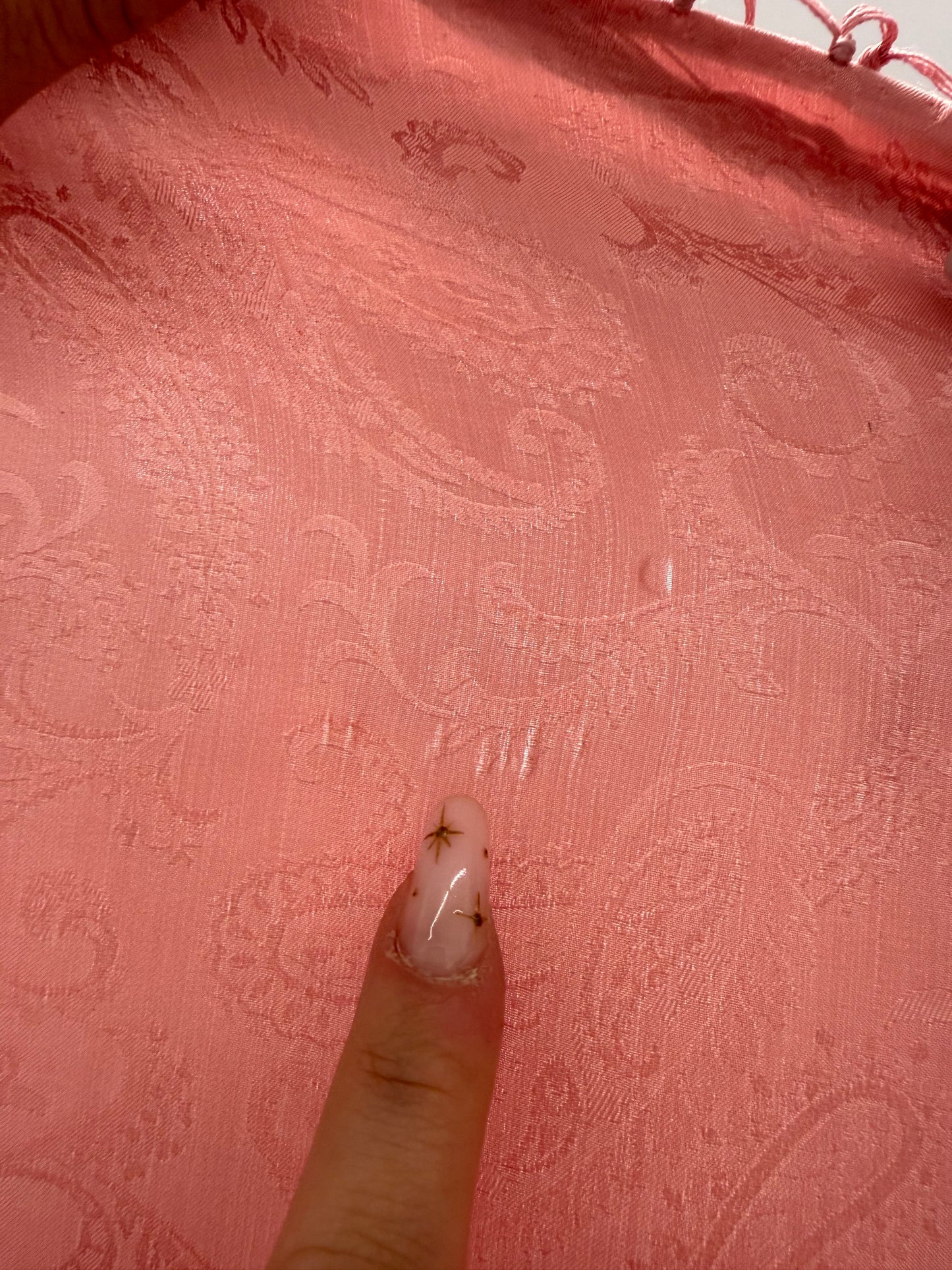 Eșarfă powder pink din tesatura jacquard de mătase naturală