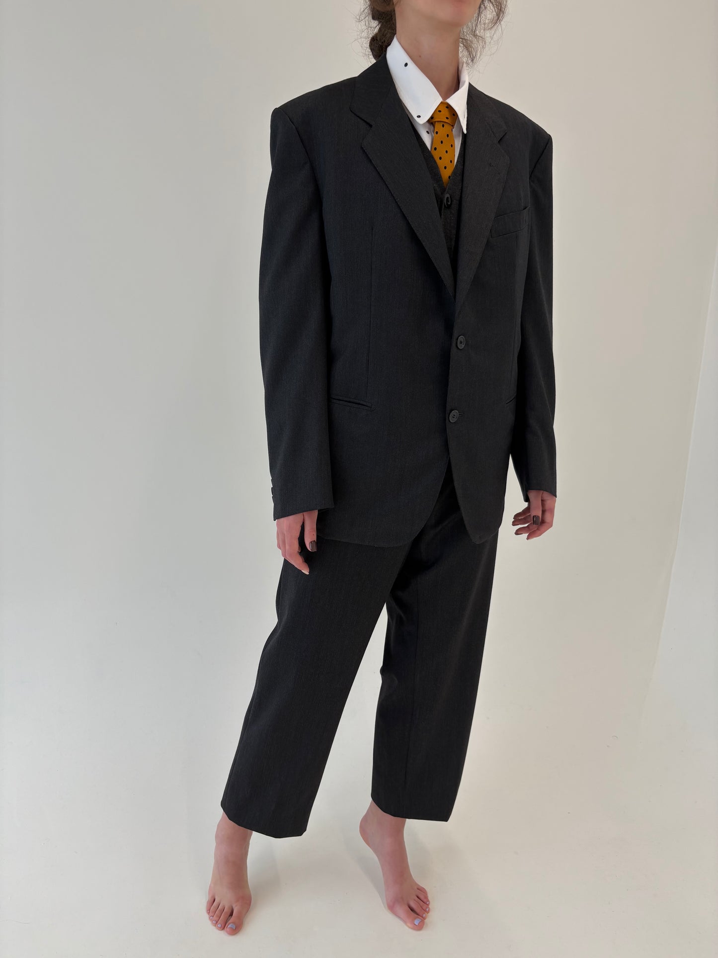 Sacou charcoal gray din lana englezească extrafina in croi actual