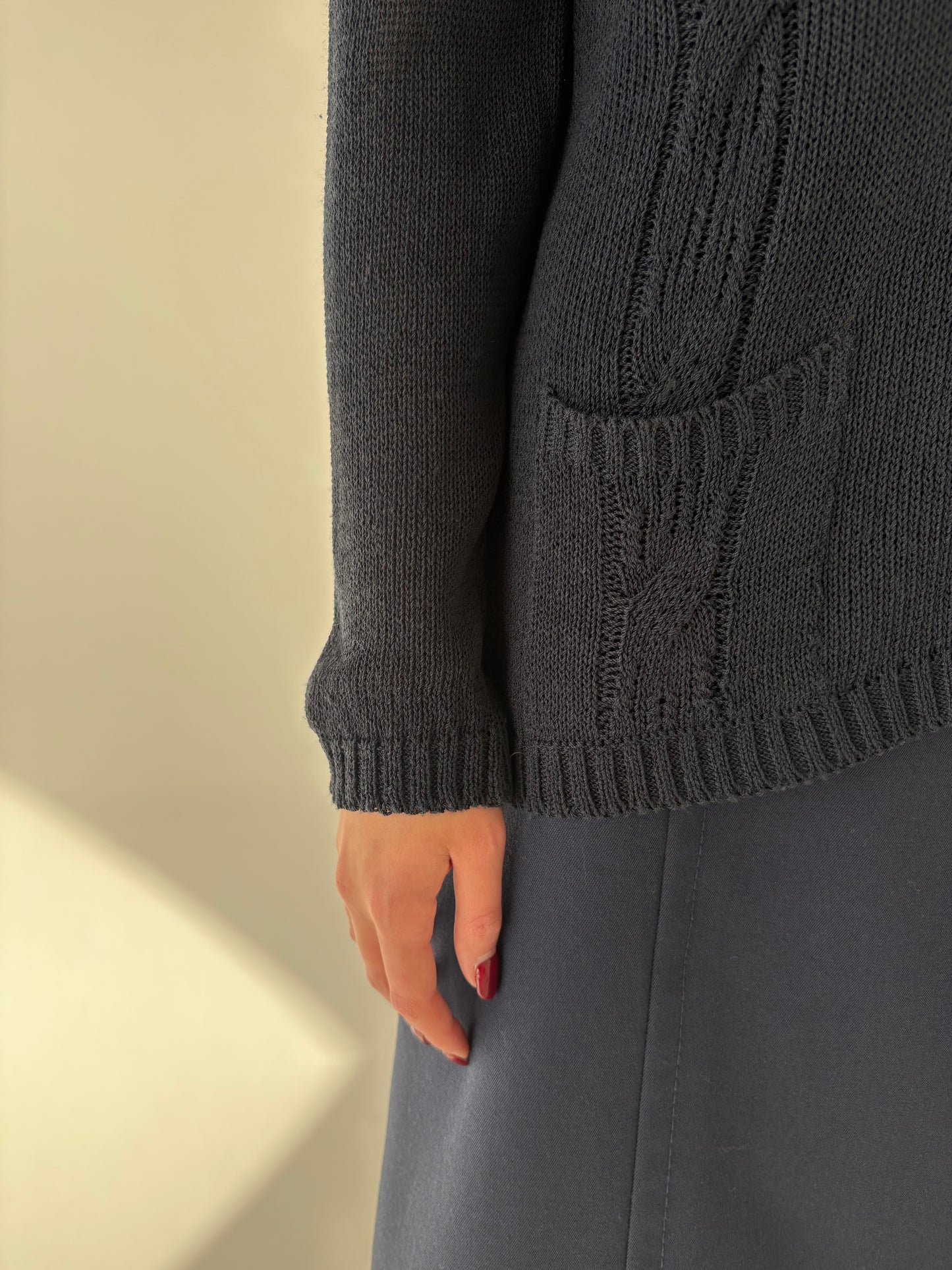 Cardigan vintage premium texturat din jerse greu natural