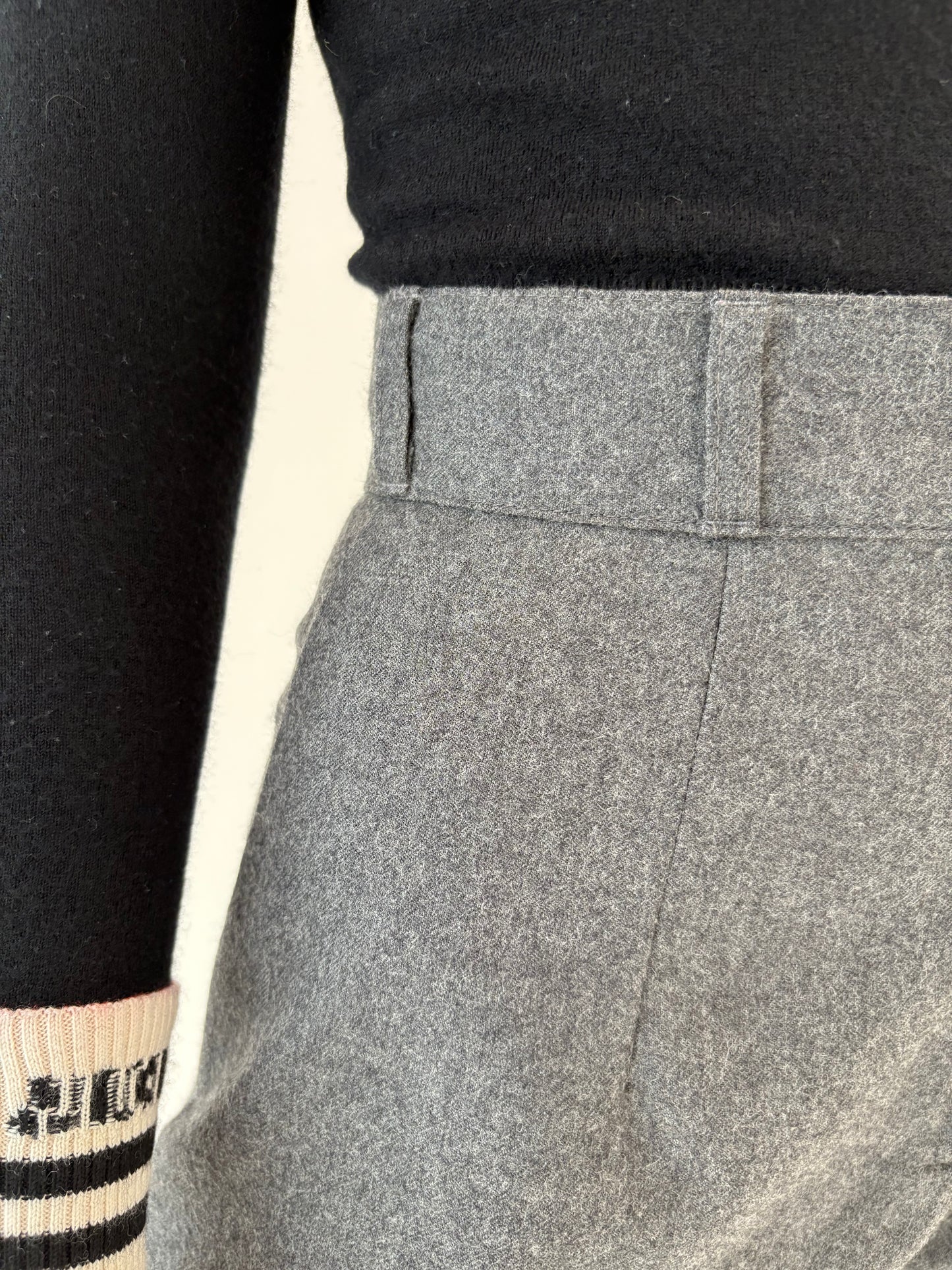 Pantaloni din lana plină extrafina pura certificată cu talie ultra înaltă