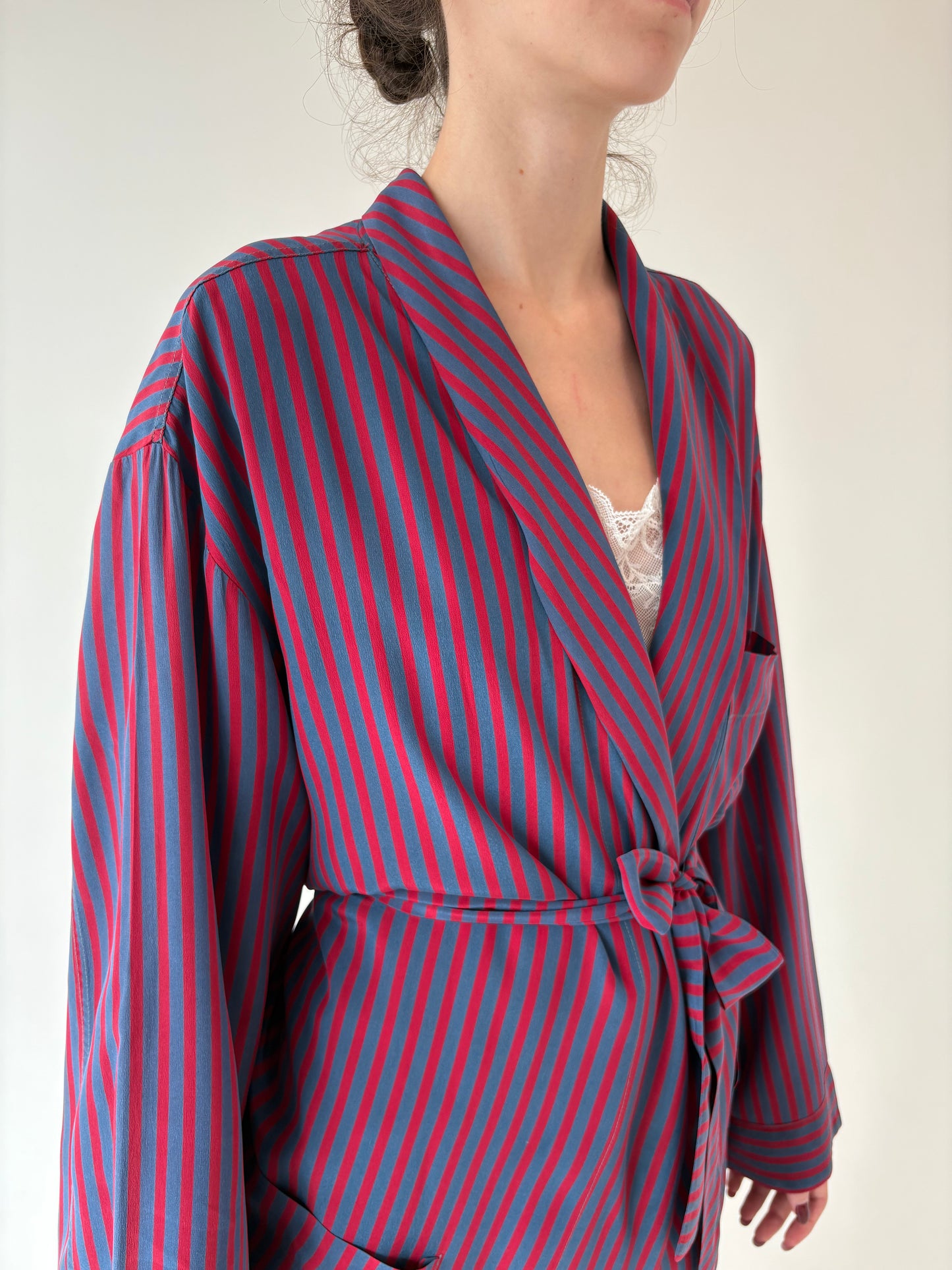 Halat luxury Lanvin de strada old vintage anii 70 din mătase naturală