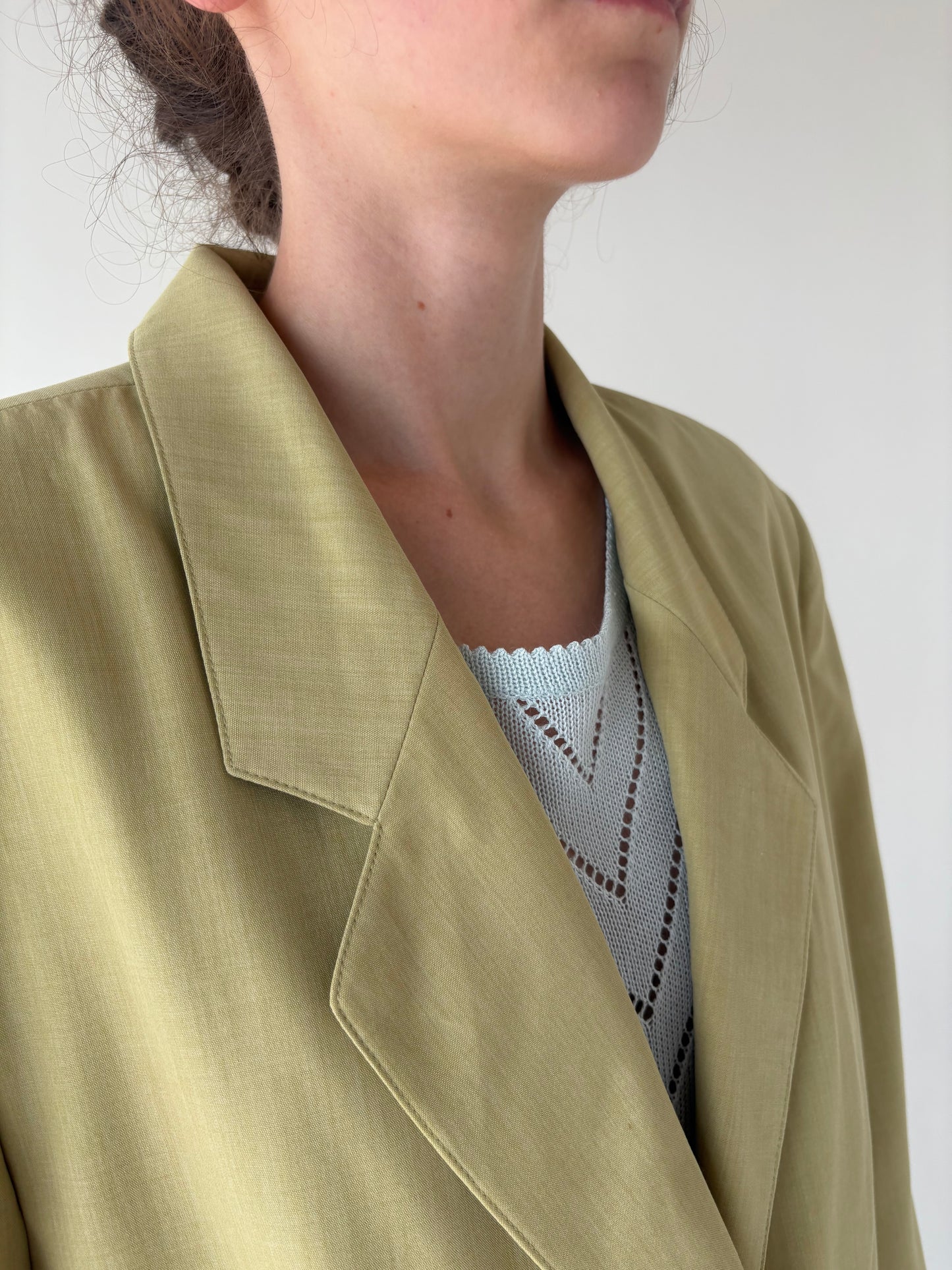 Sacou vintage seaweed green din stofita extrafina de lana