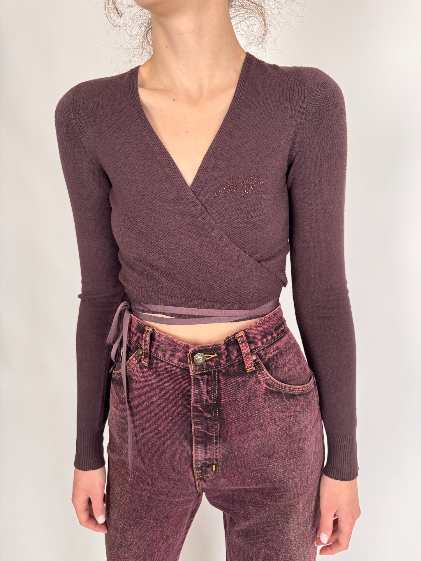 Top italian petrecut cropped plum purple