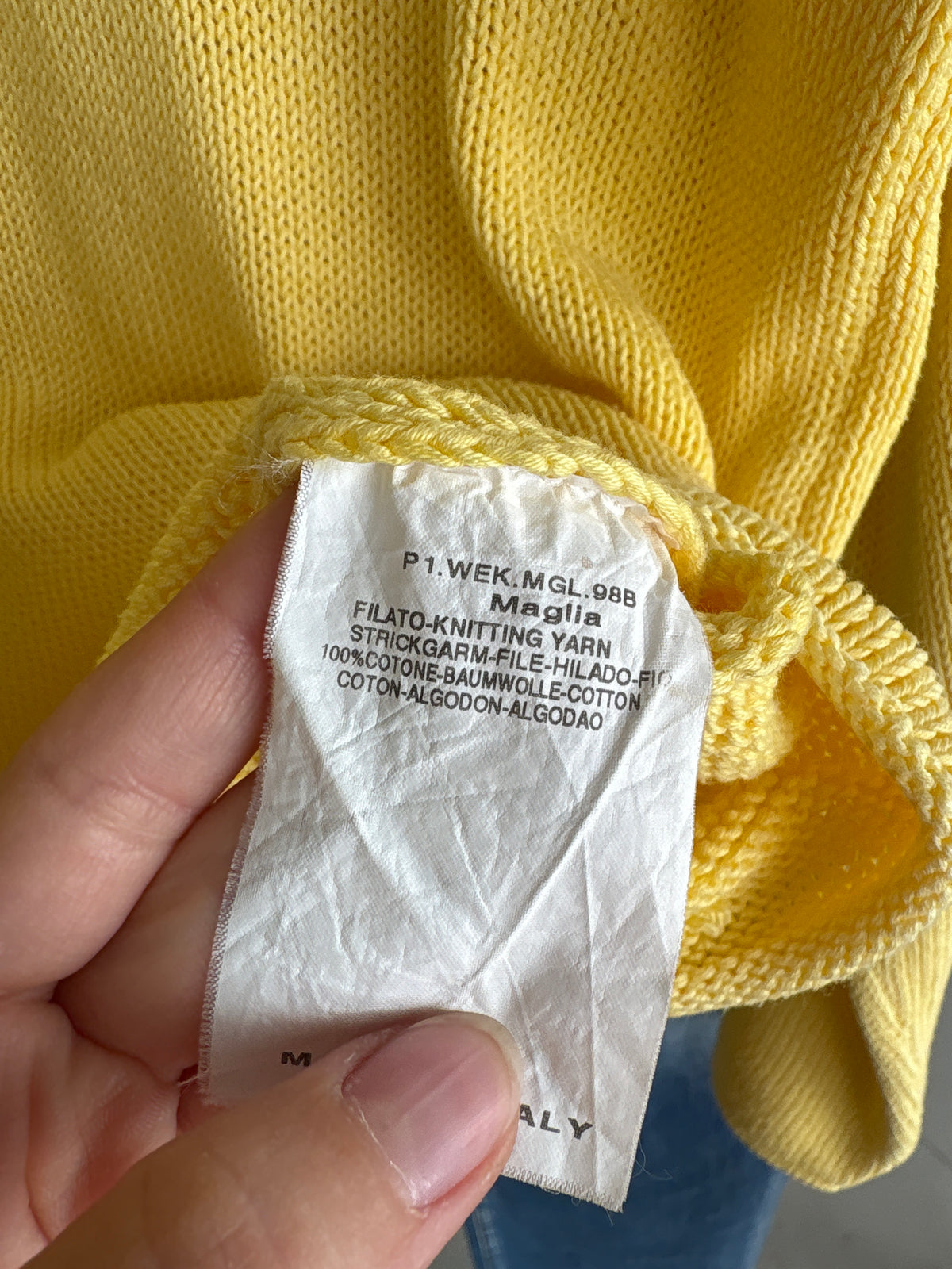 Pulover Max Mara butter yellow din bumbac gros de gramaj mare în croi lejer