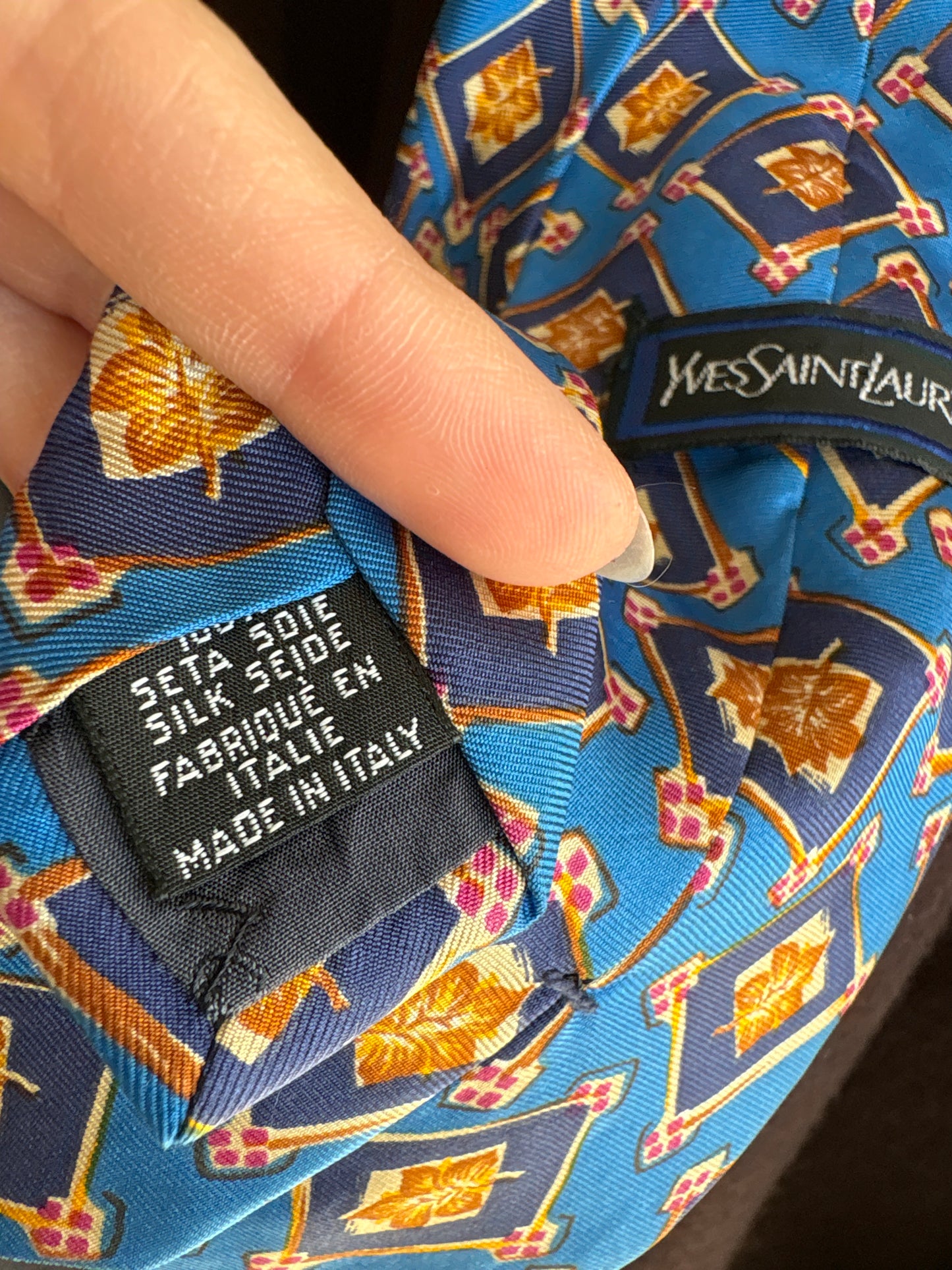 Cravata vintage YSL din mătase naturală