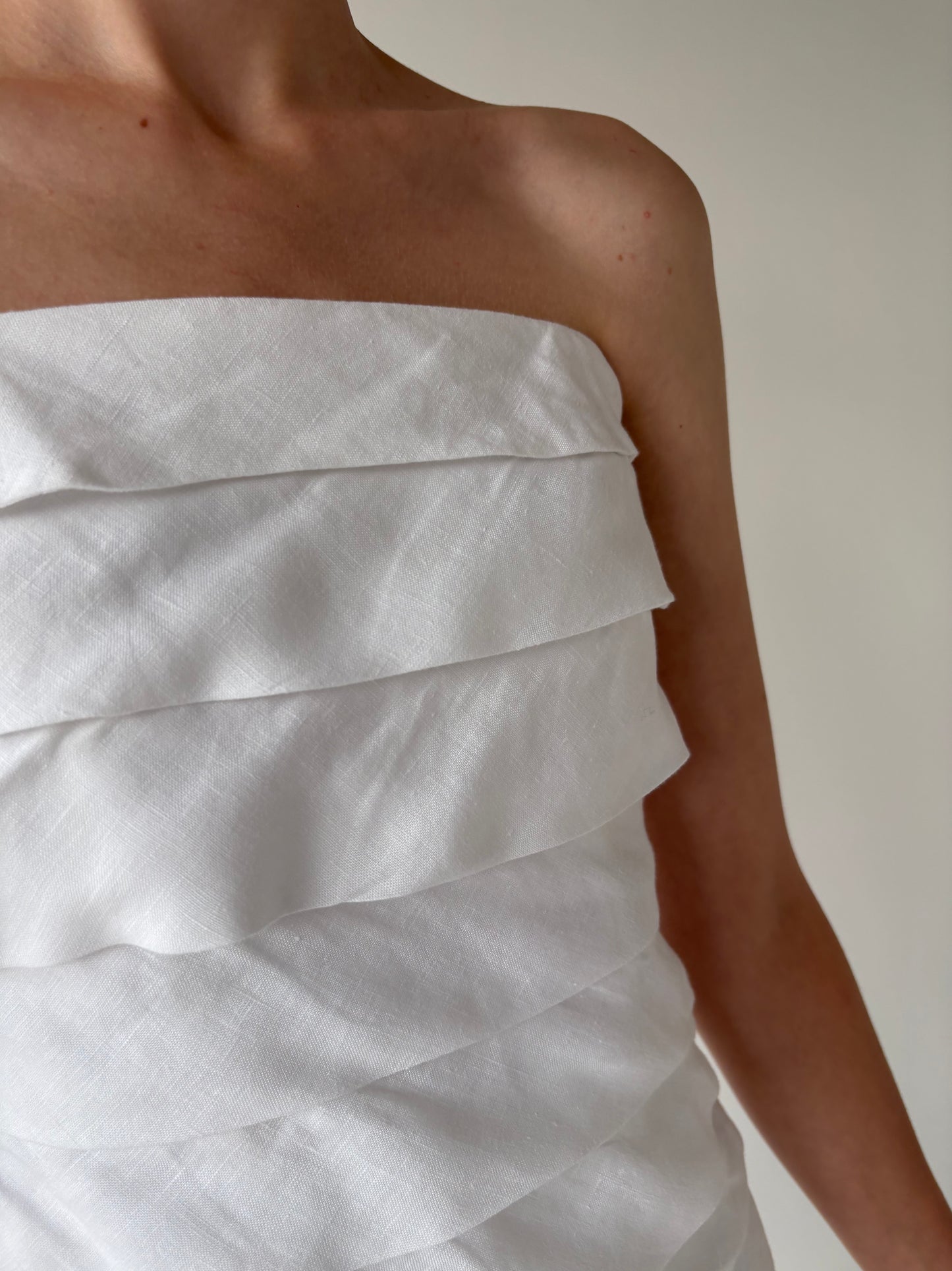 Corset de zi din pânză de in cu pliseuri