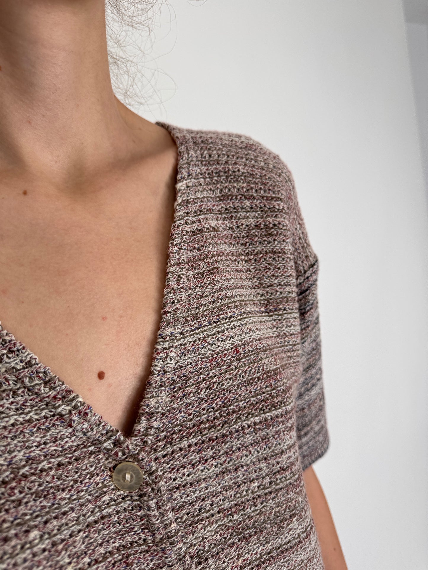 Top vintage din jerse de vară în croi ușor cropped