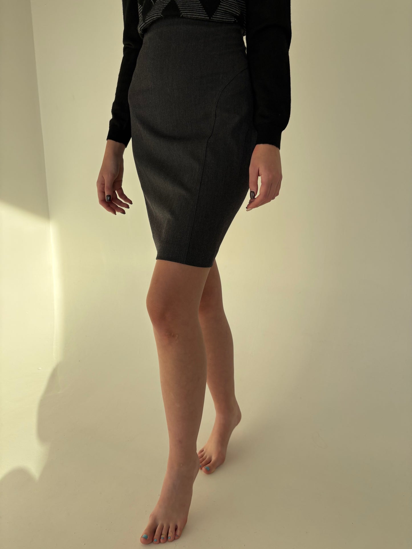 Fustă italiană din lana extrafina confort strech cu talie ultra înaltă