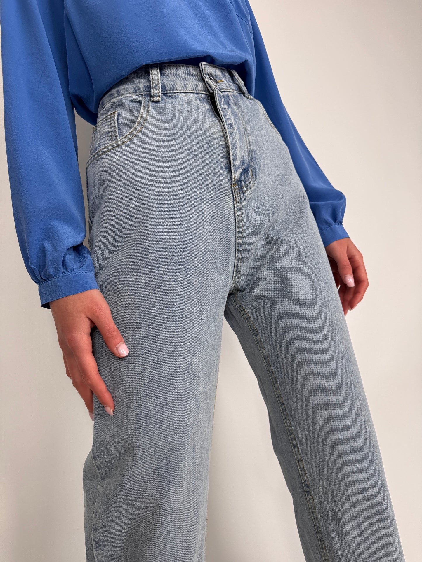 Jeanși tall cu talie ultra înaltă light wash