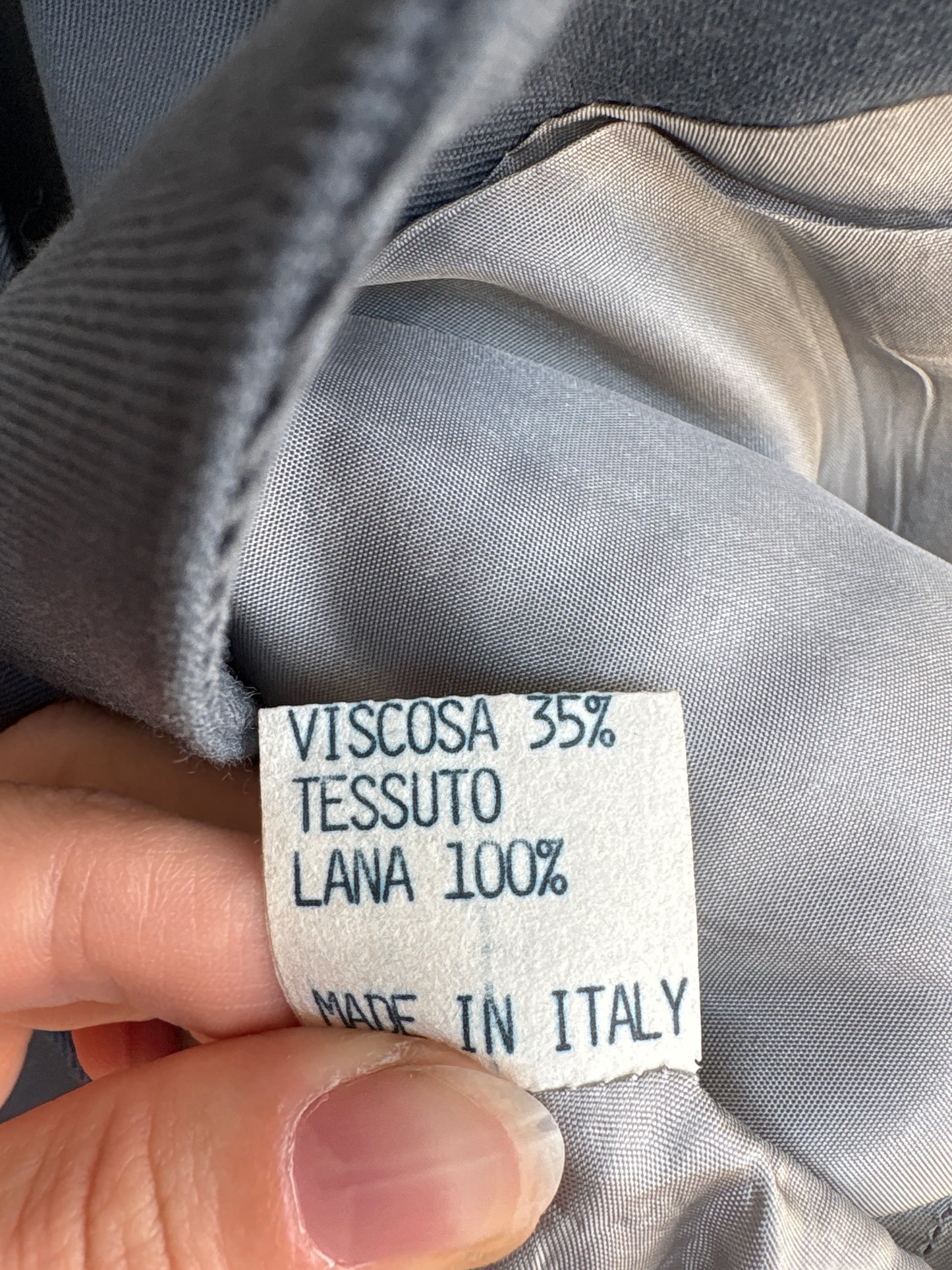 Deux piece italian din lana extrafina structurată dusty baby blue