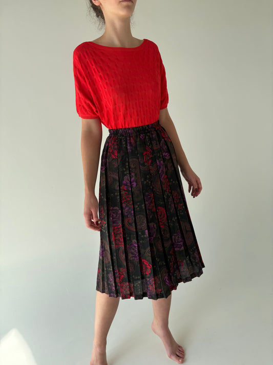 Fustă vintage plisată din lanita extrafina cu talie ultra înaltă elastică