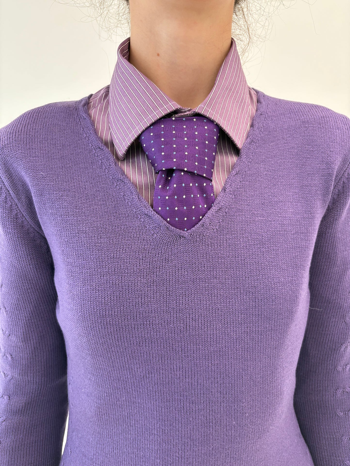 Pulover lavanda italian de gramaj mare din lana merino extrafina