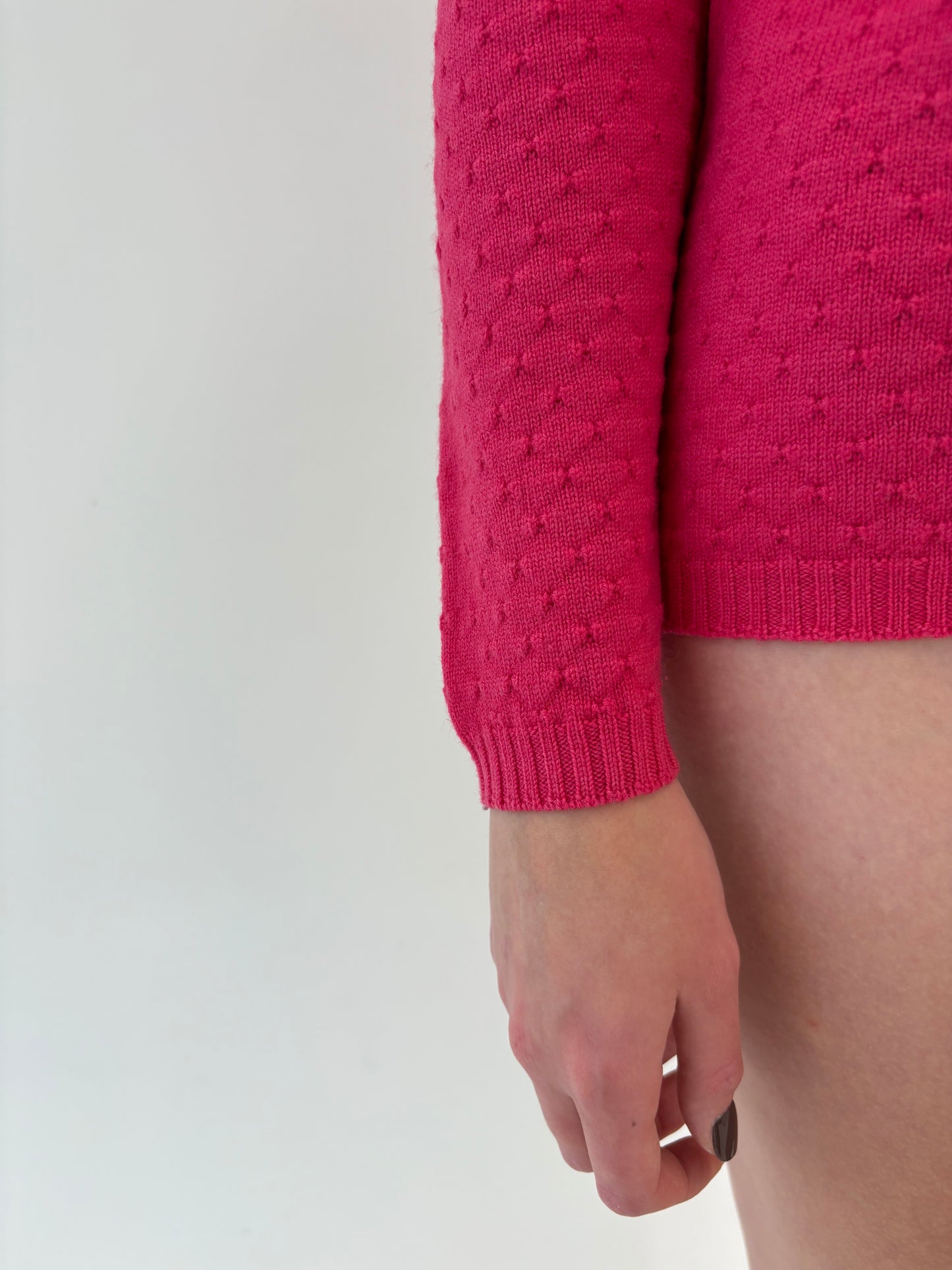 Maleta italiană fucsia texturată din lana merino extrafina de gramaj mare