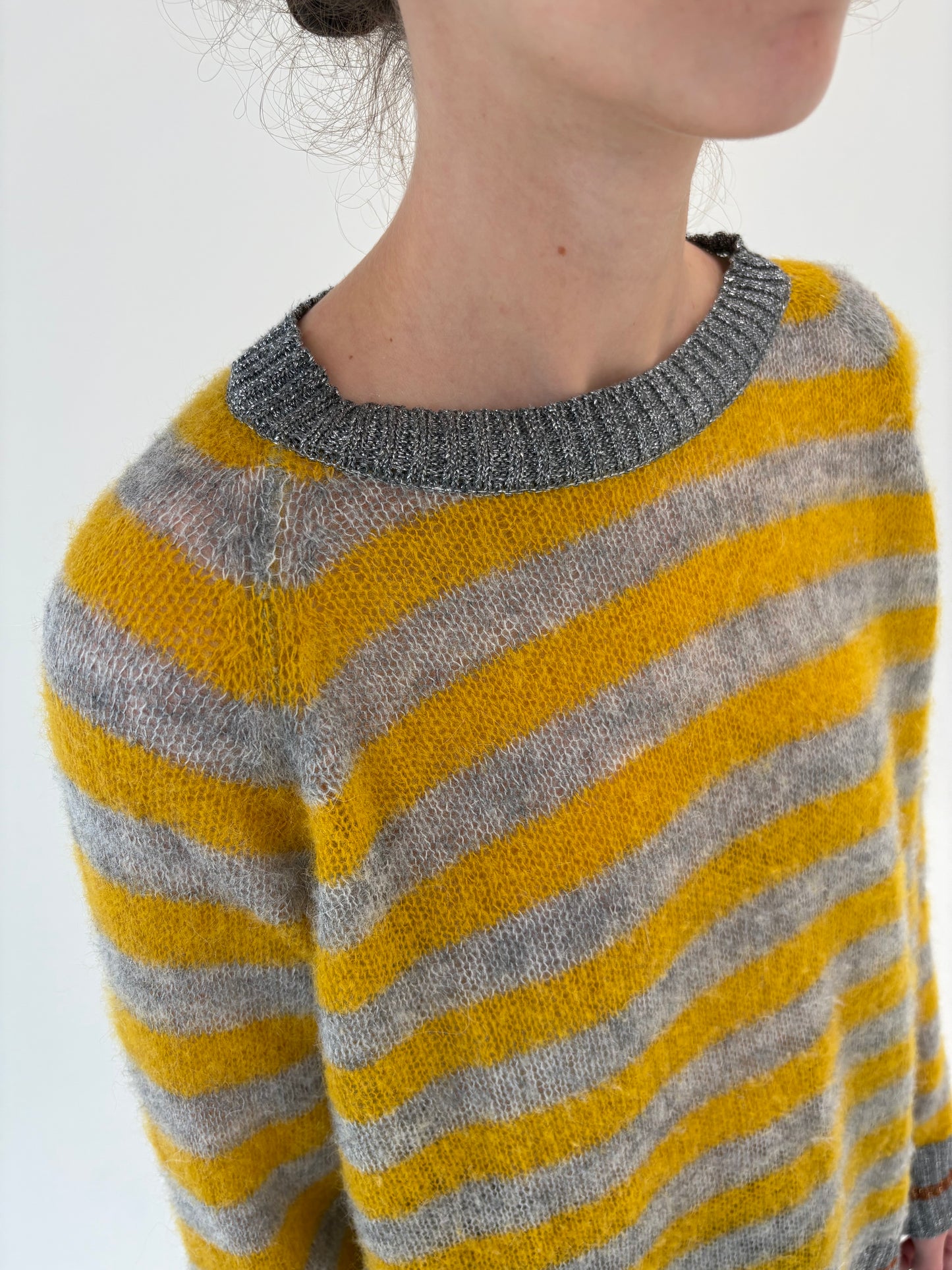Pulover italian în dungi din baby mohair