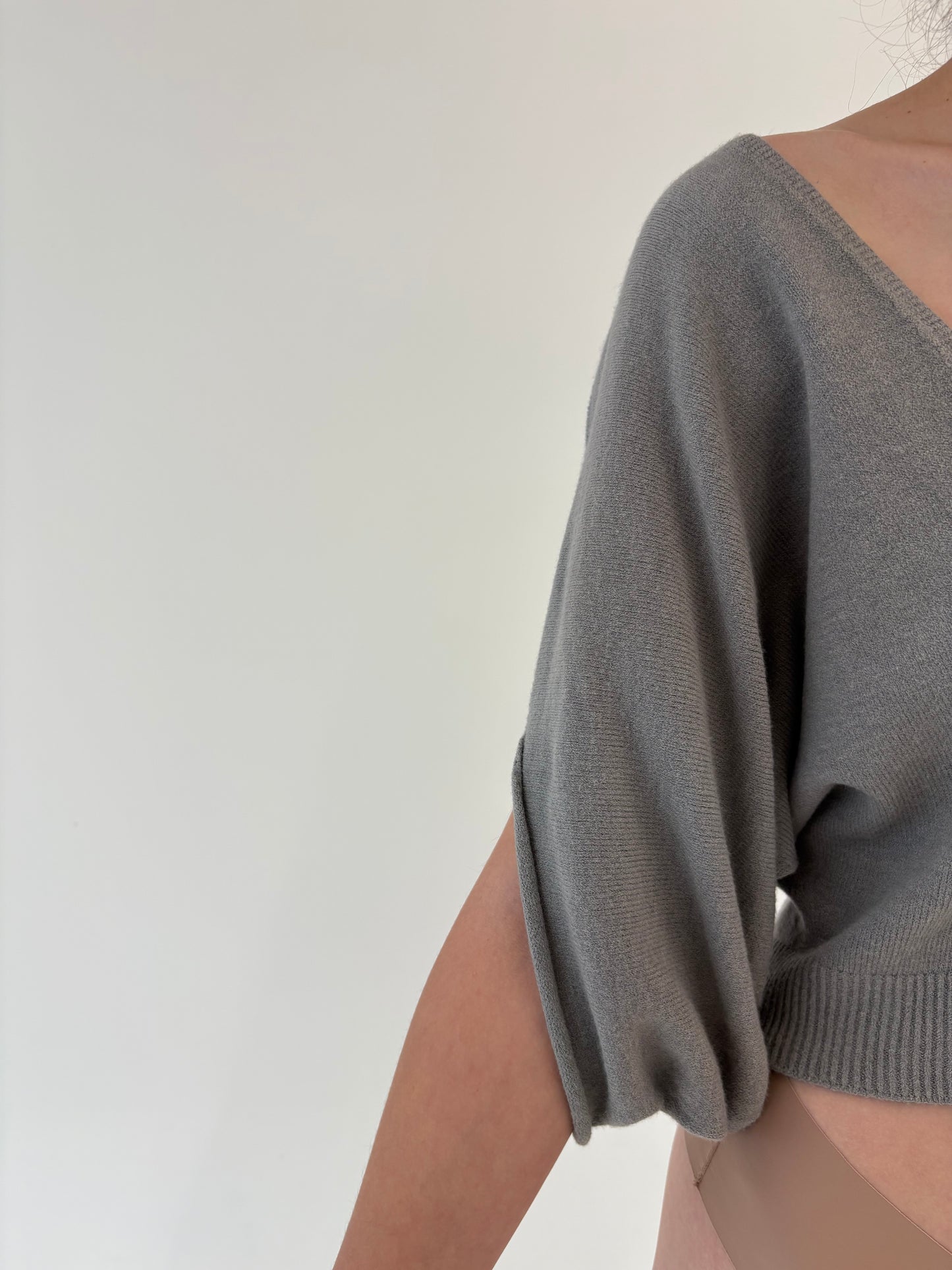 Top italian warm gray în anchior din mix de lana extrafina