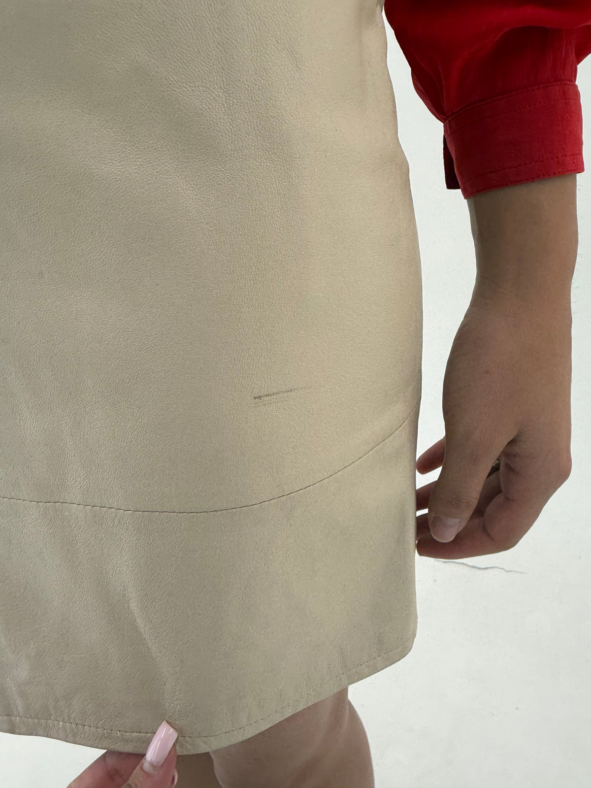 Fustă camel din piele naturală de extra moale mai plină de brand luxury italian