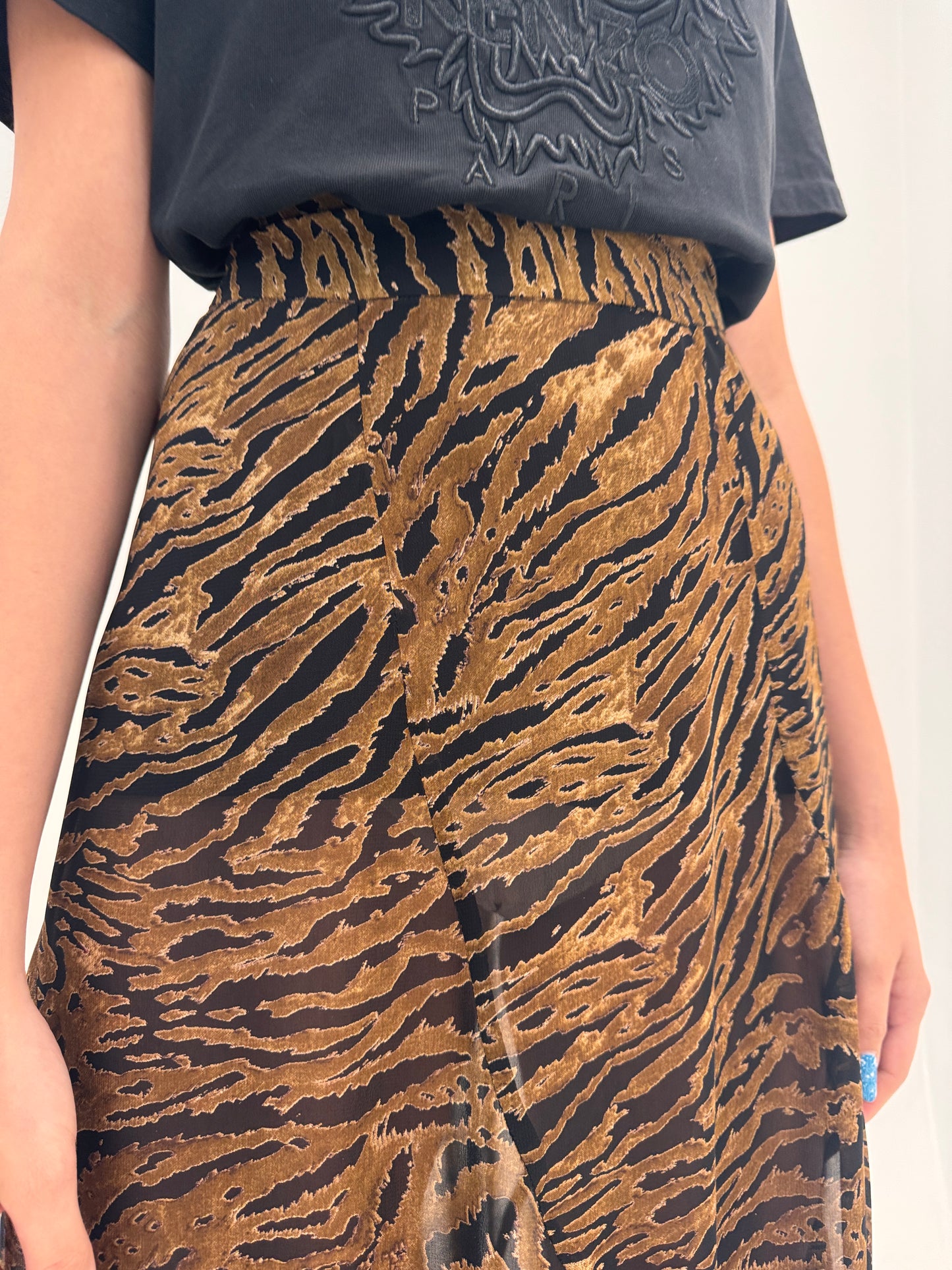 Fustă maxi Ganni Animal print cu talie ultra marcată înaltă în bie