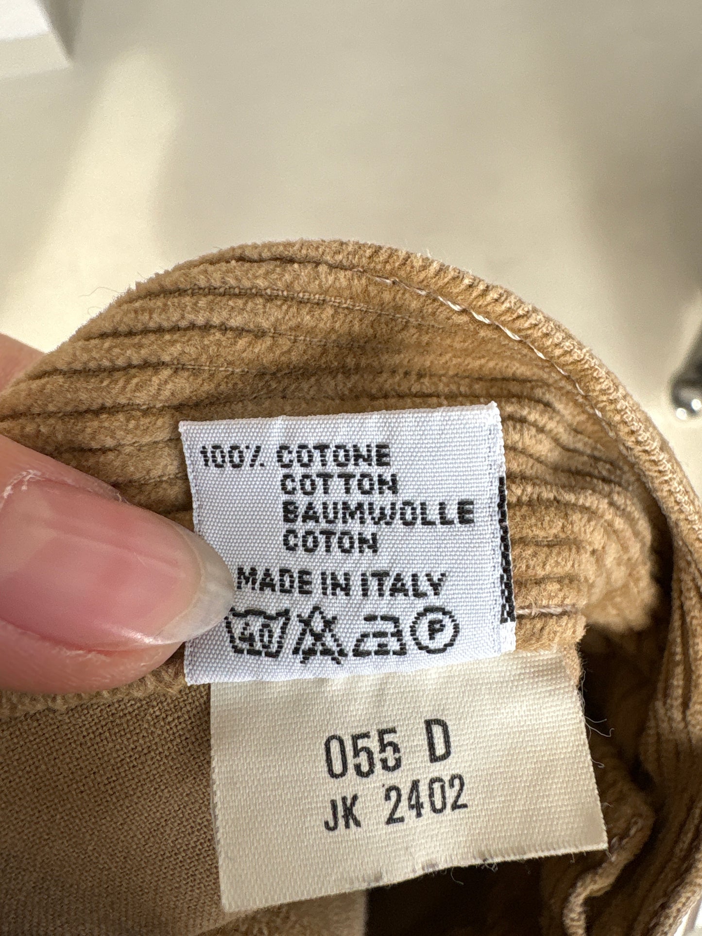 Pantaloni tall camel din corduroy