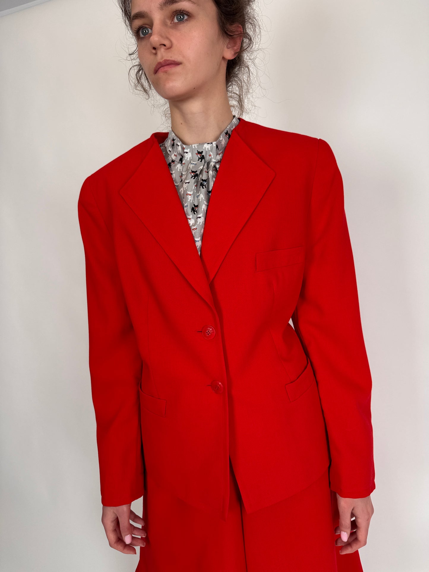 Deux piece vintage de brand luxury Louis Feraud cherry red