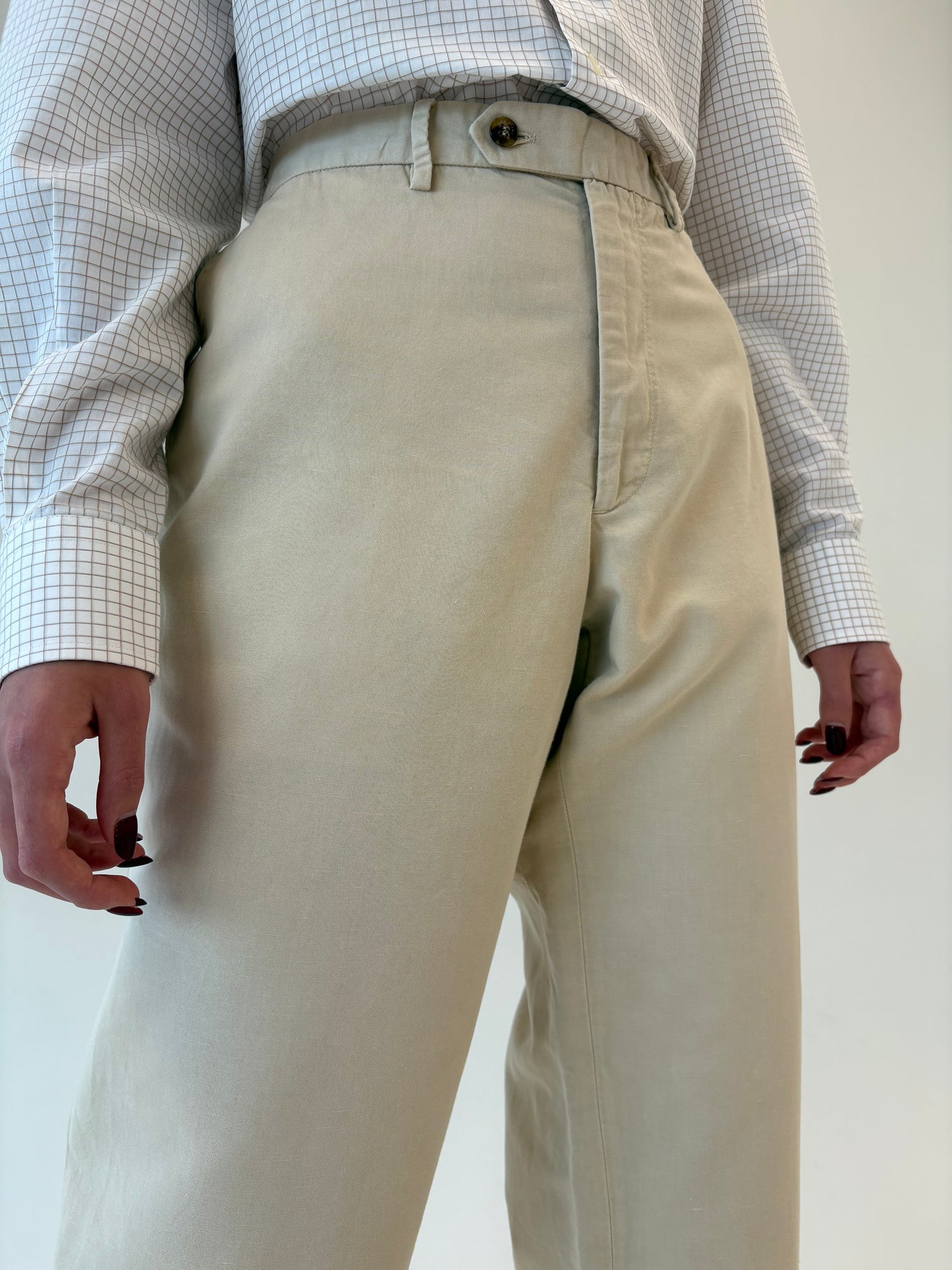 Pantaloni Loro Piana din gabardină de bumbac light nude