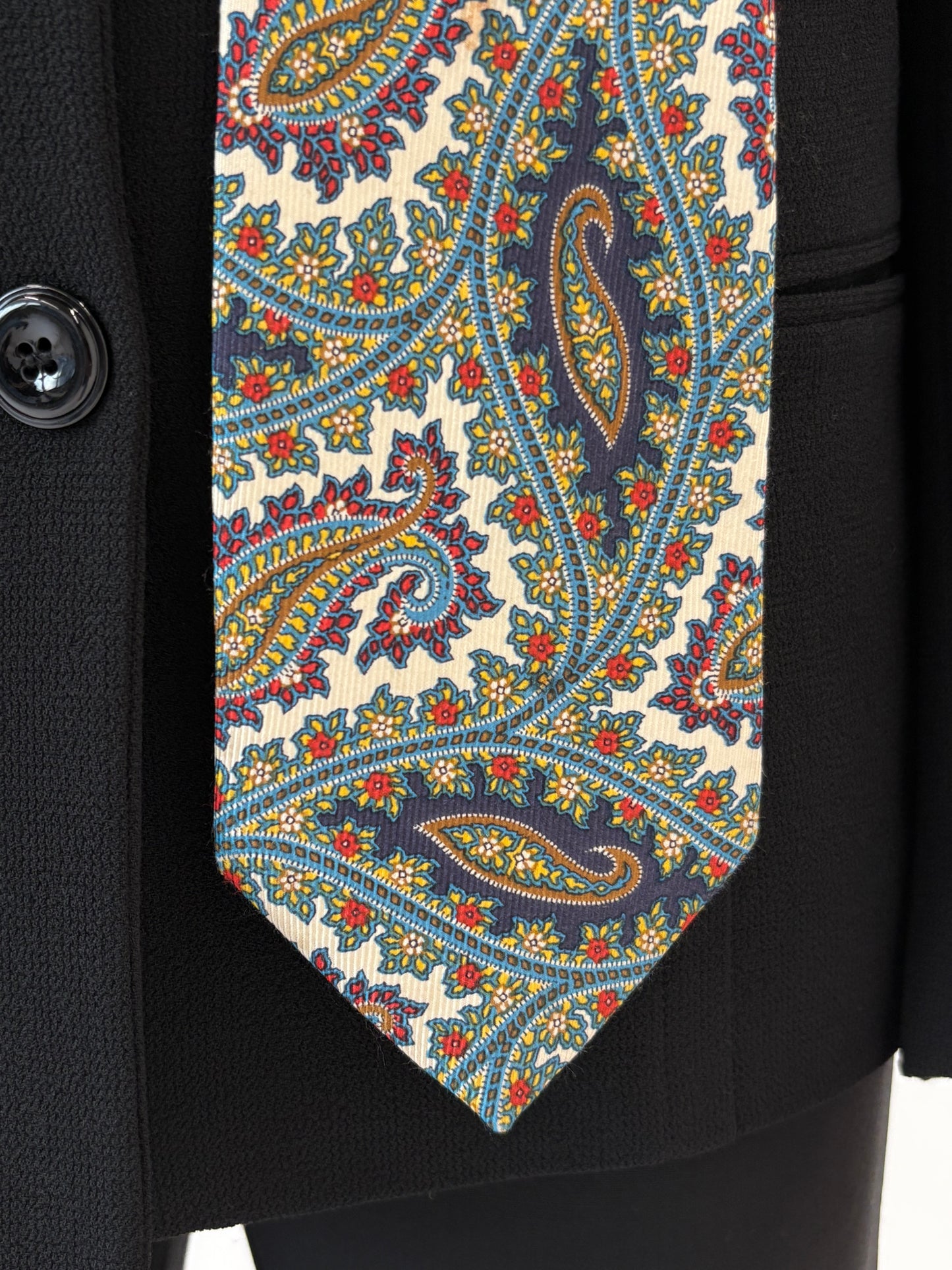 Cravata YSL din mătase naturală cu print paisley