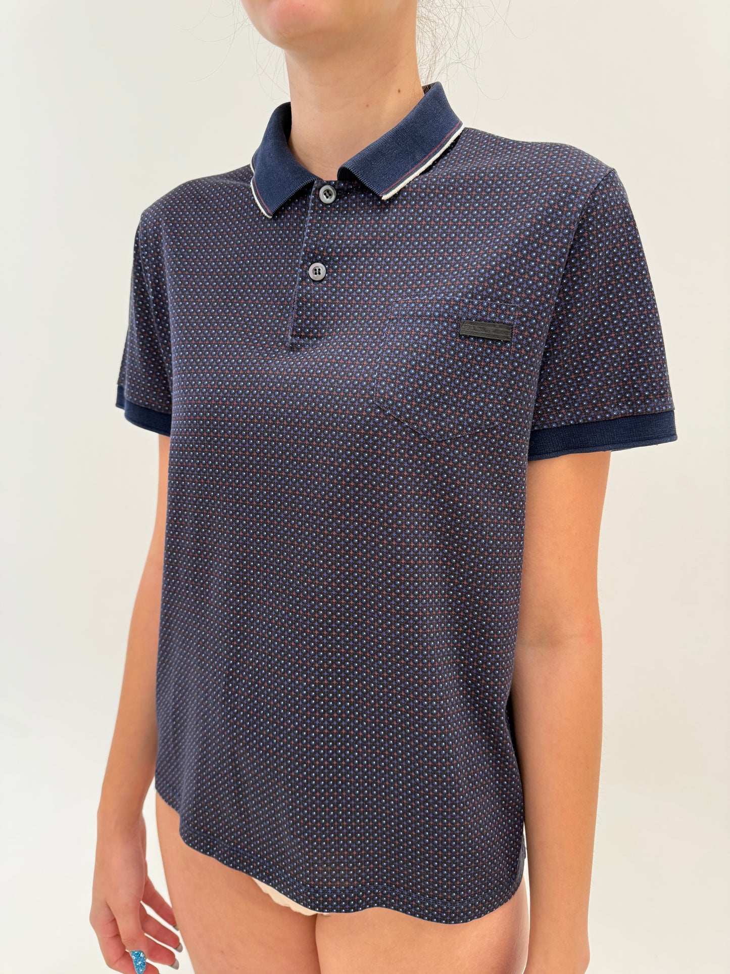 Top Prada polo în nuanțe de albastru