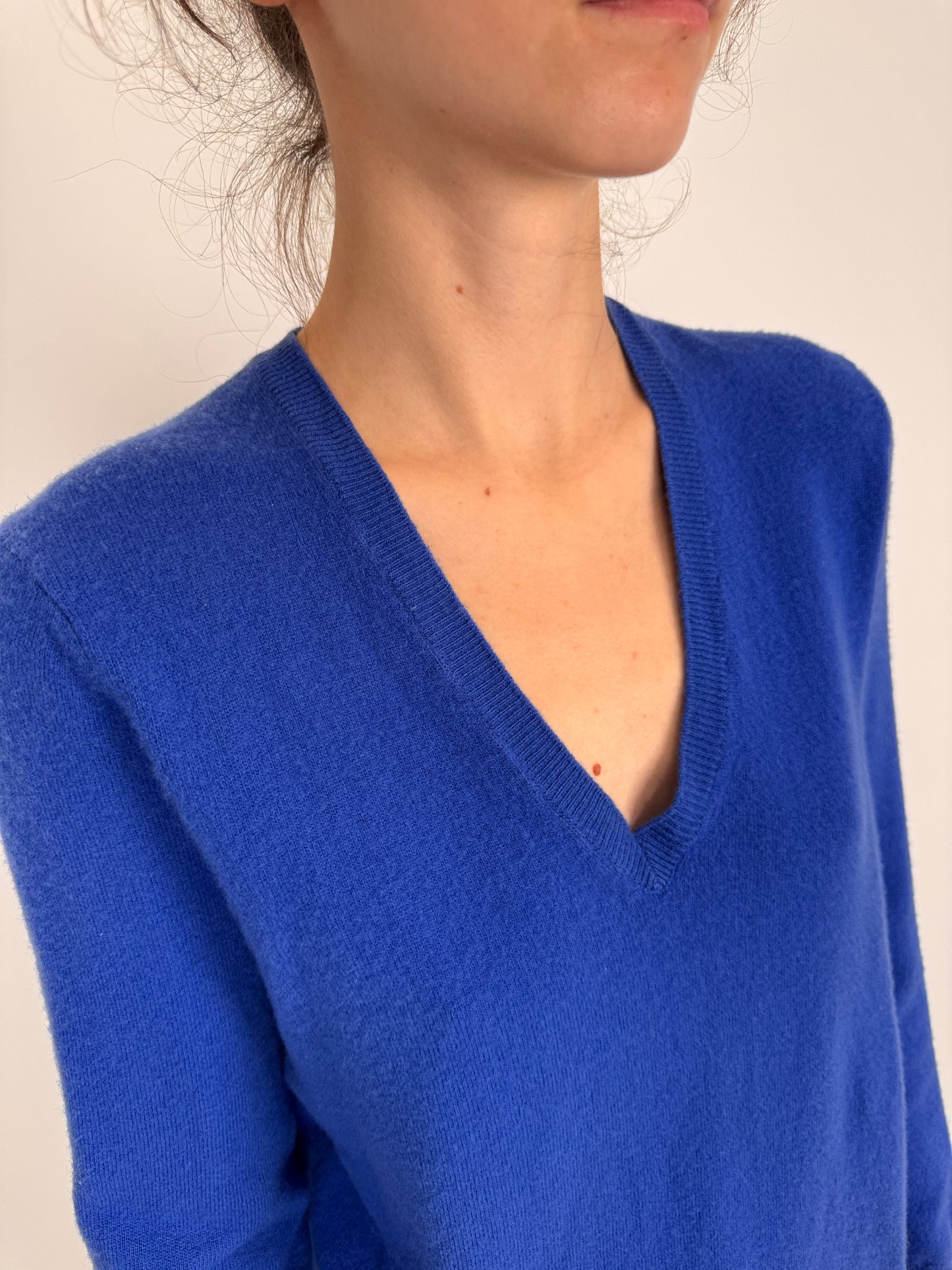Pulover cobalt blue din lana merino extrafina