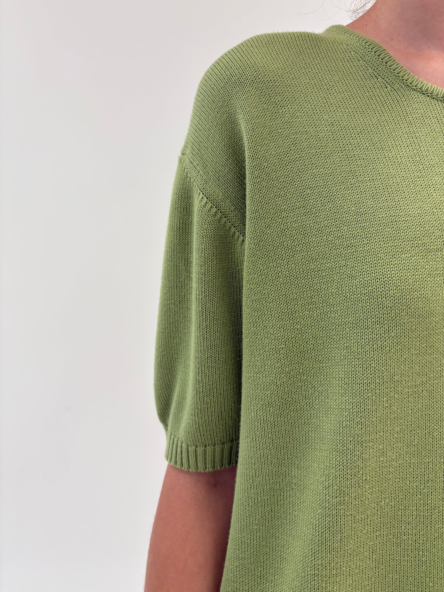 Top seaweed green din jerse de gramaj mare din mix de lana extrafina