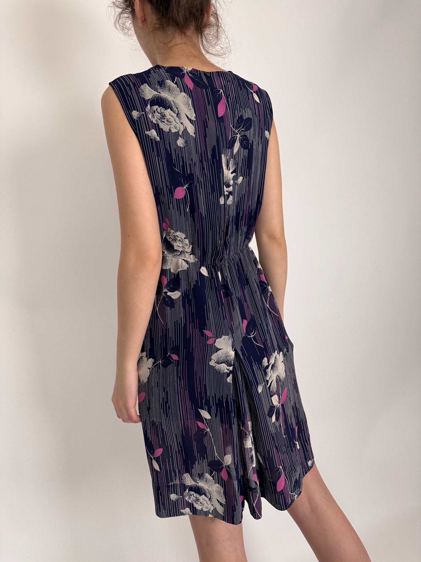 Rochie vintage din mătase naturală cu talie marcată elastică
