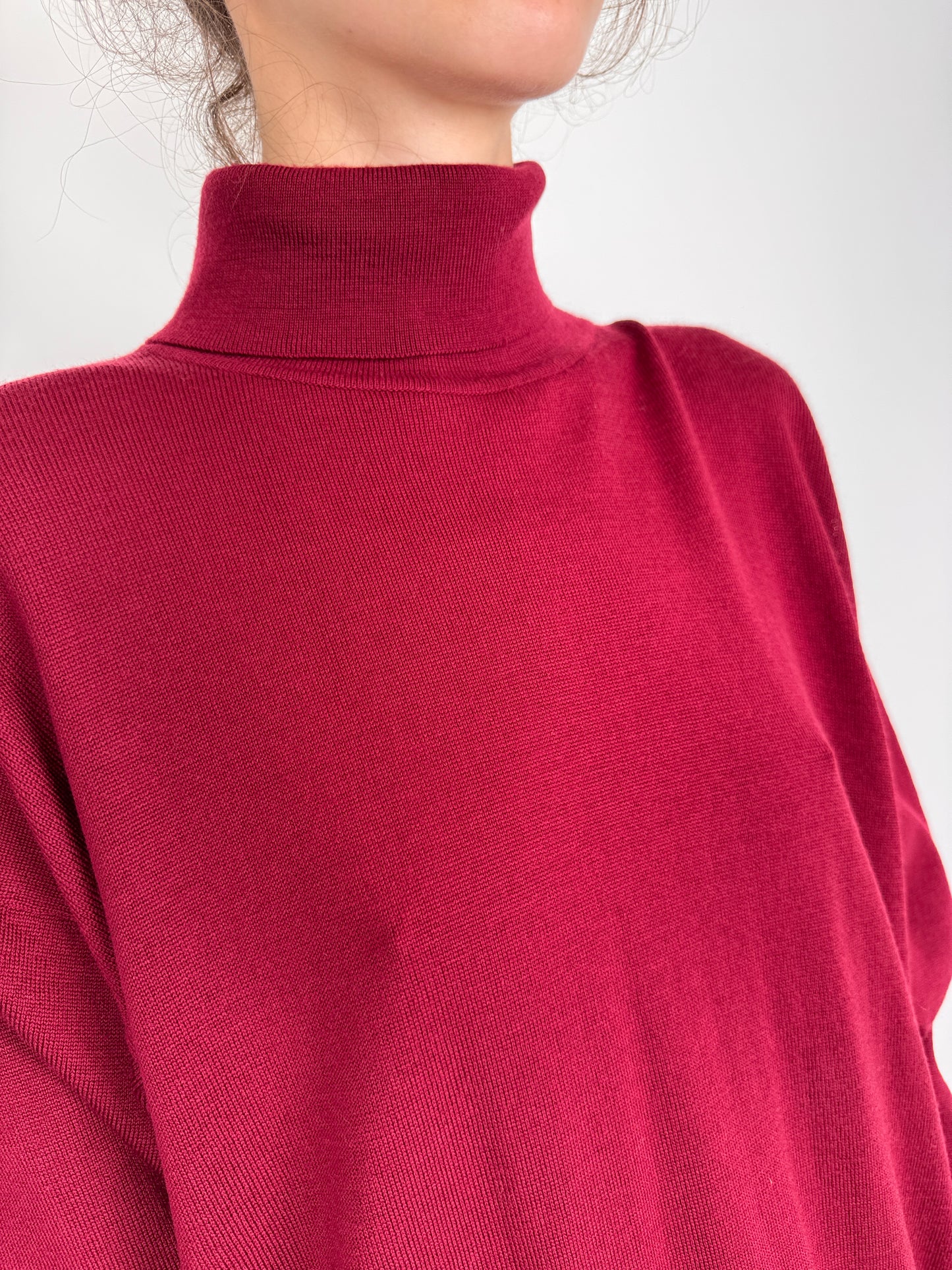 Maleta burgundy tall din lana merino extrafina