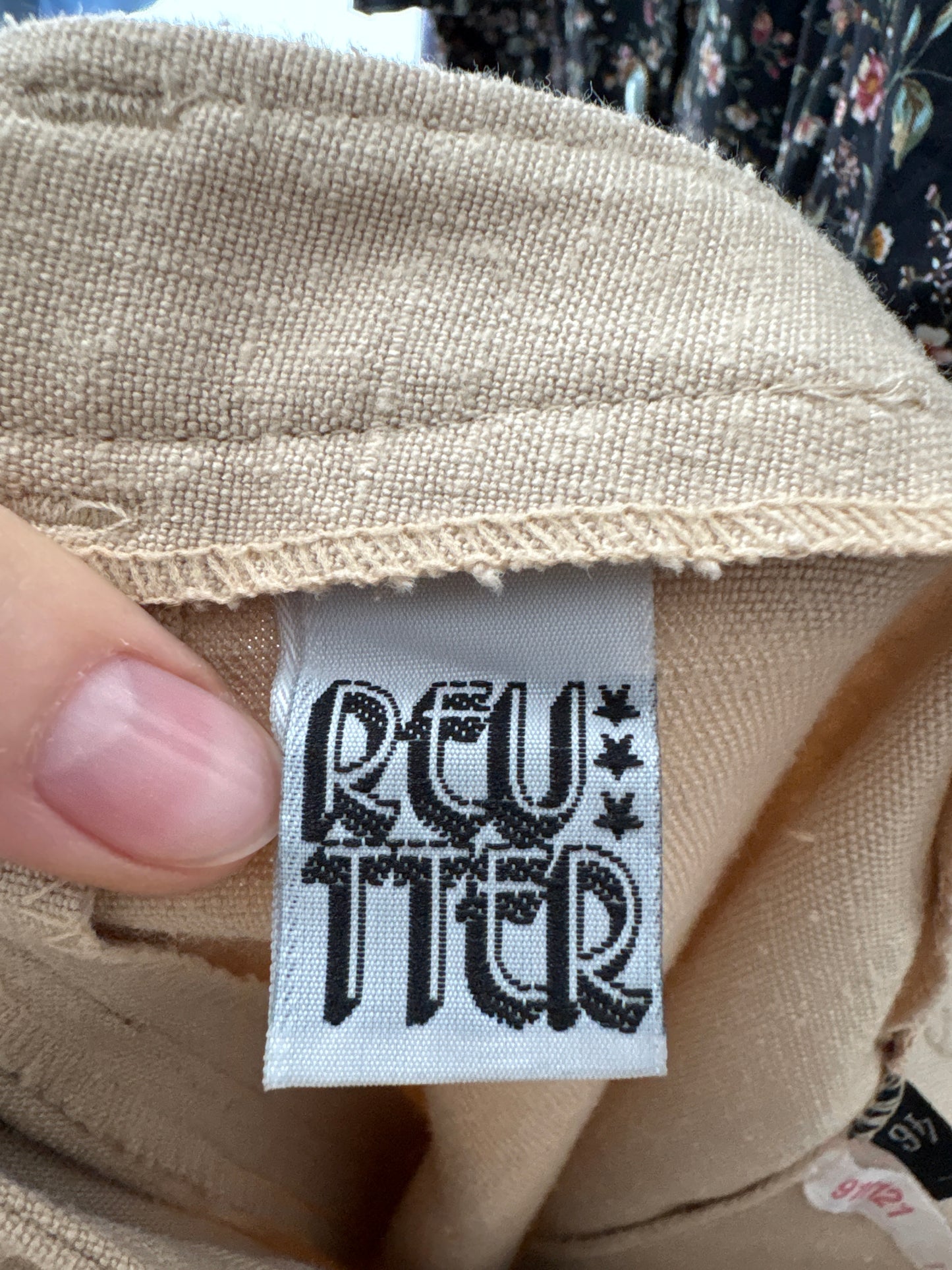 Pantaloni vintage camel din pânză în croi clasic