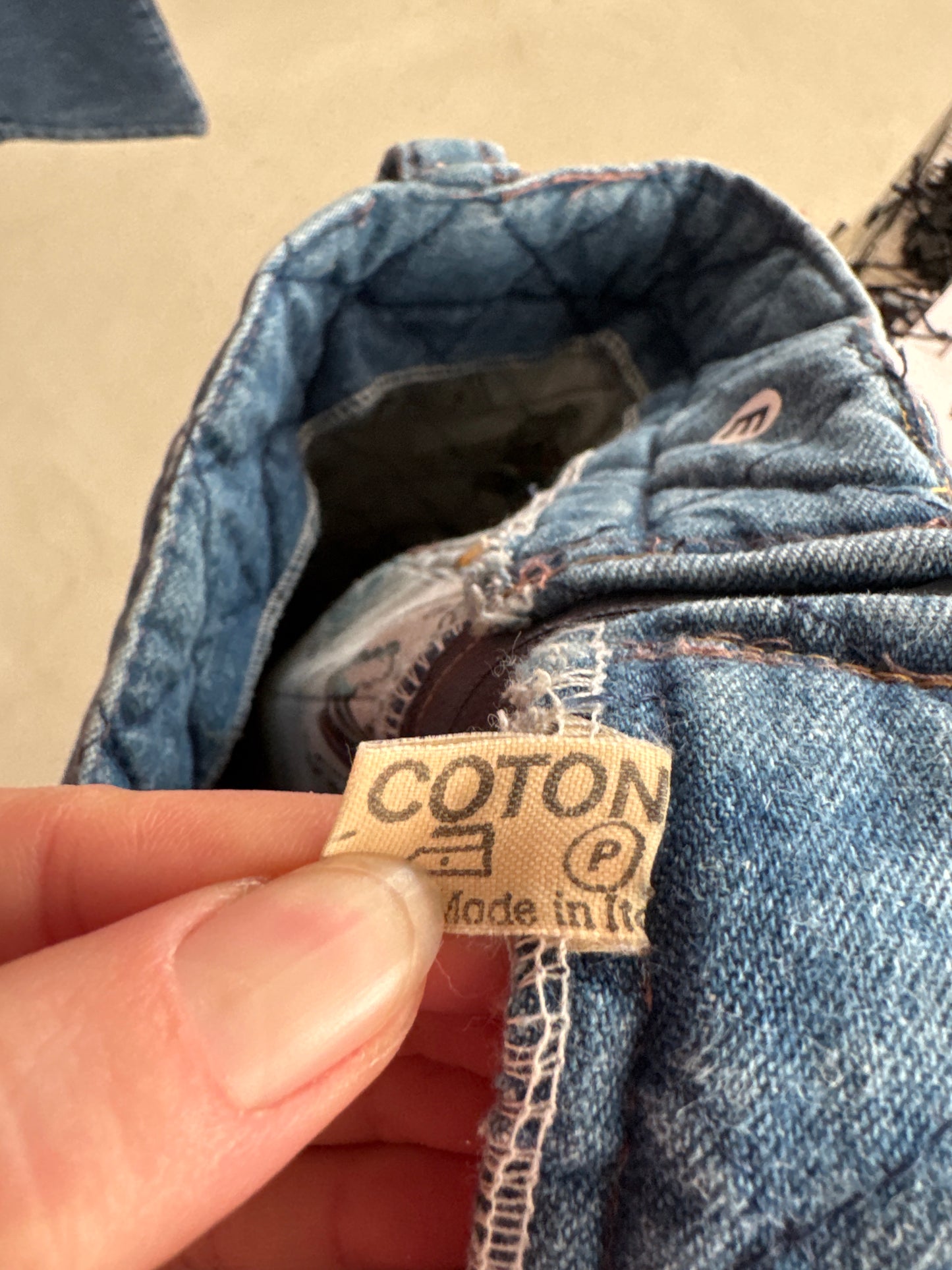 Fustă vintage uktra conică din matlase subțire de jeans cu talie ultra înaltă