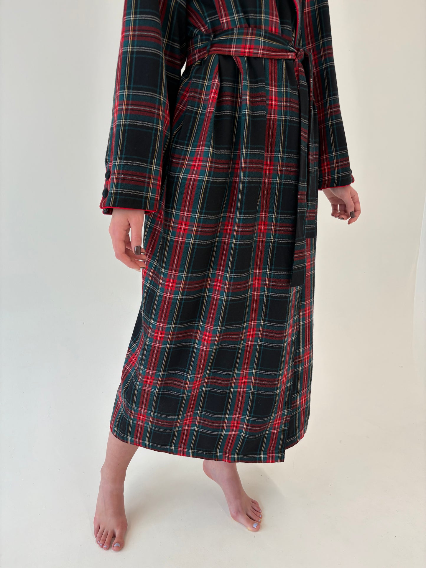 Halat luxury tall italian din Tartan de lana în culori clasice