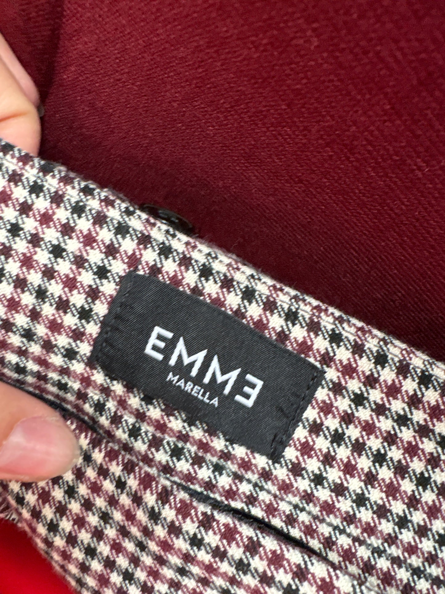 Pantaloni petite Marella by Max Mara în carouri cu burgundy ușor modelatori