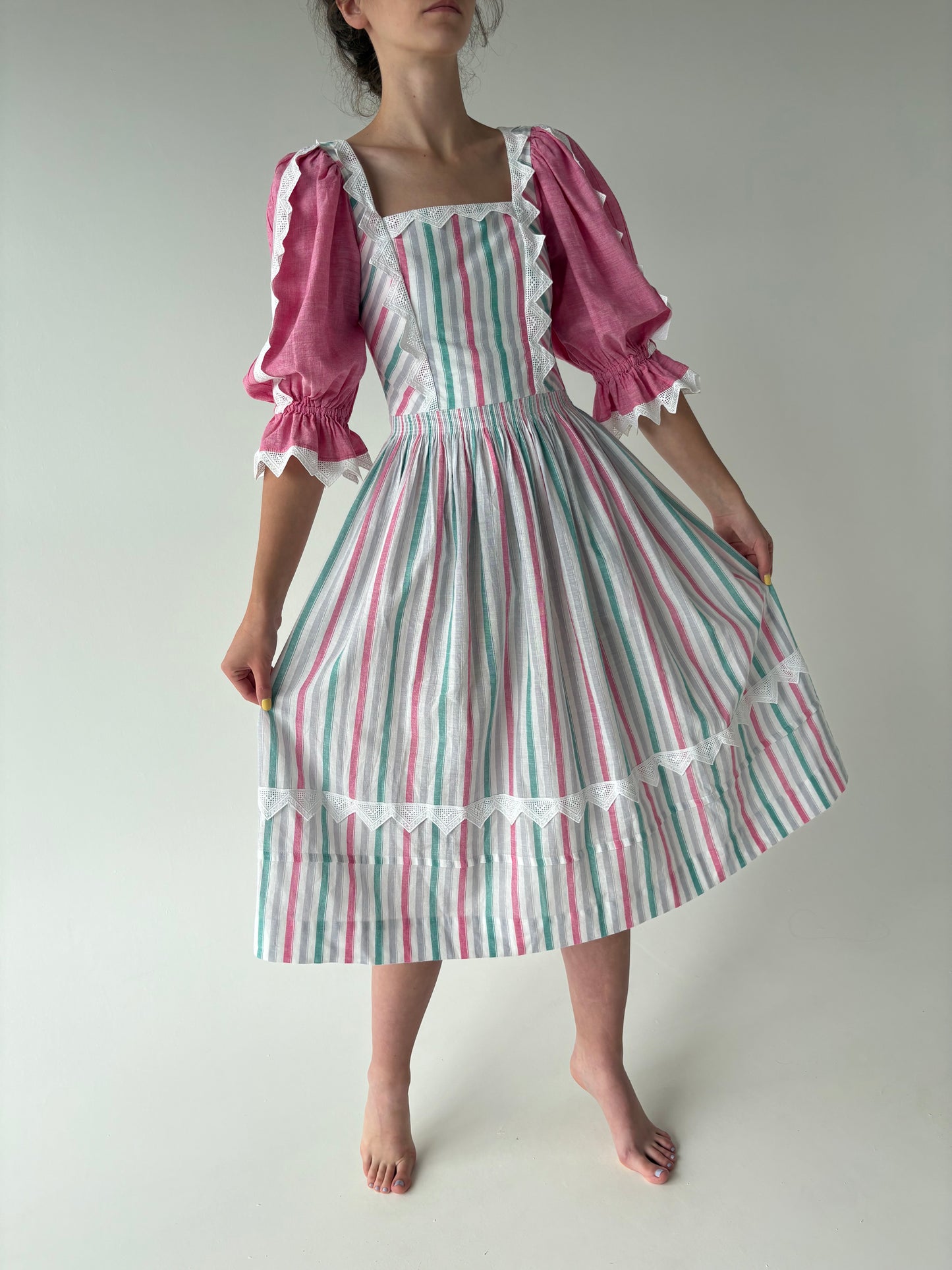 Rochie vintage luxury Sportalm cin pânză moale și dantelă macrame