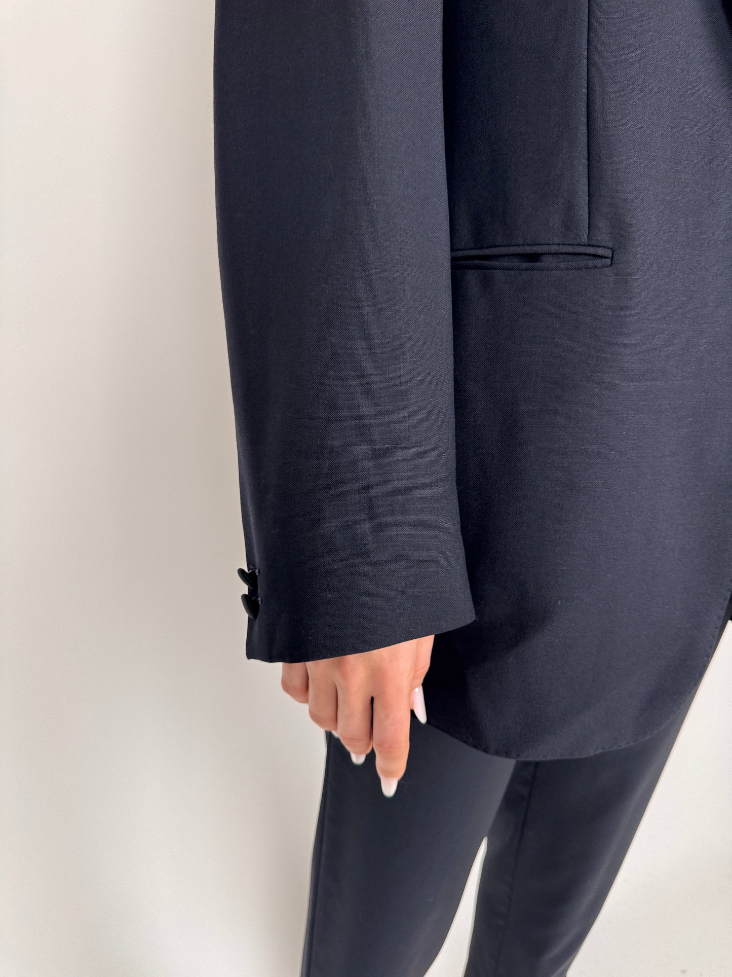 Sacou smoking dark Navy de ceremonie din stofă luxury