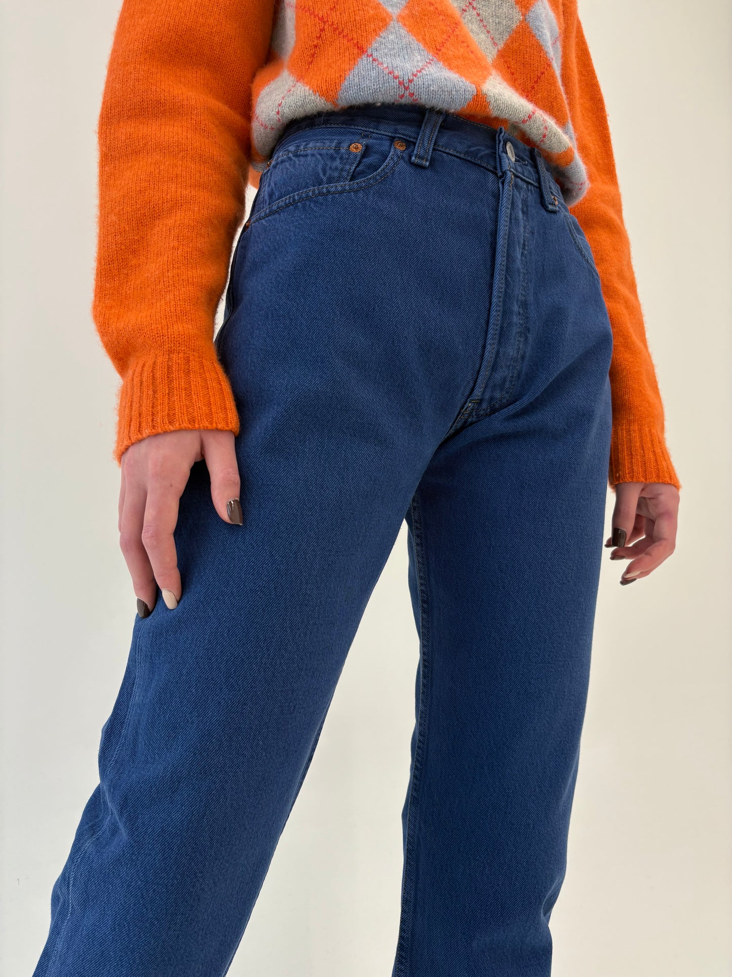 Jeans vintage Levi’s 501 tall indigo wash din jeans gros
