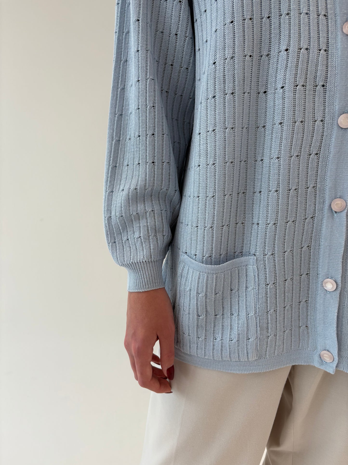 Cardigan vintage baby blue petite din mix de lana