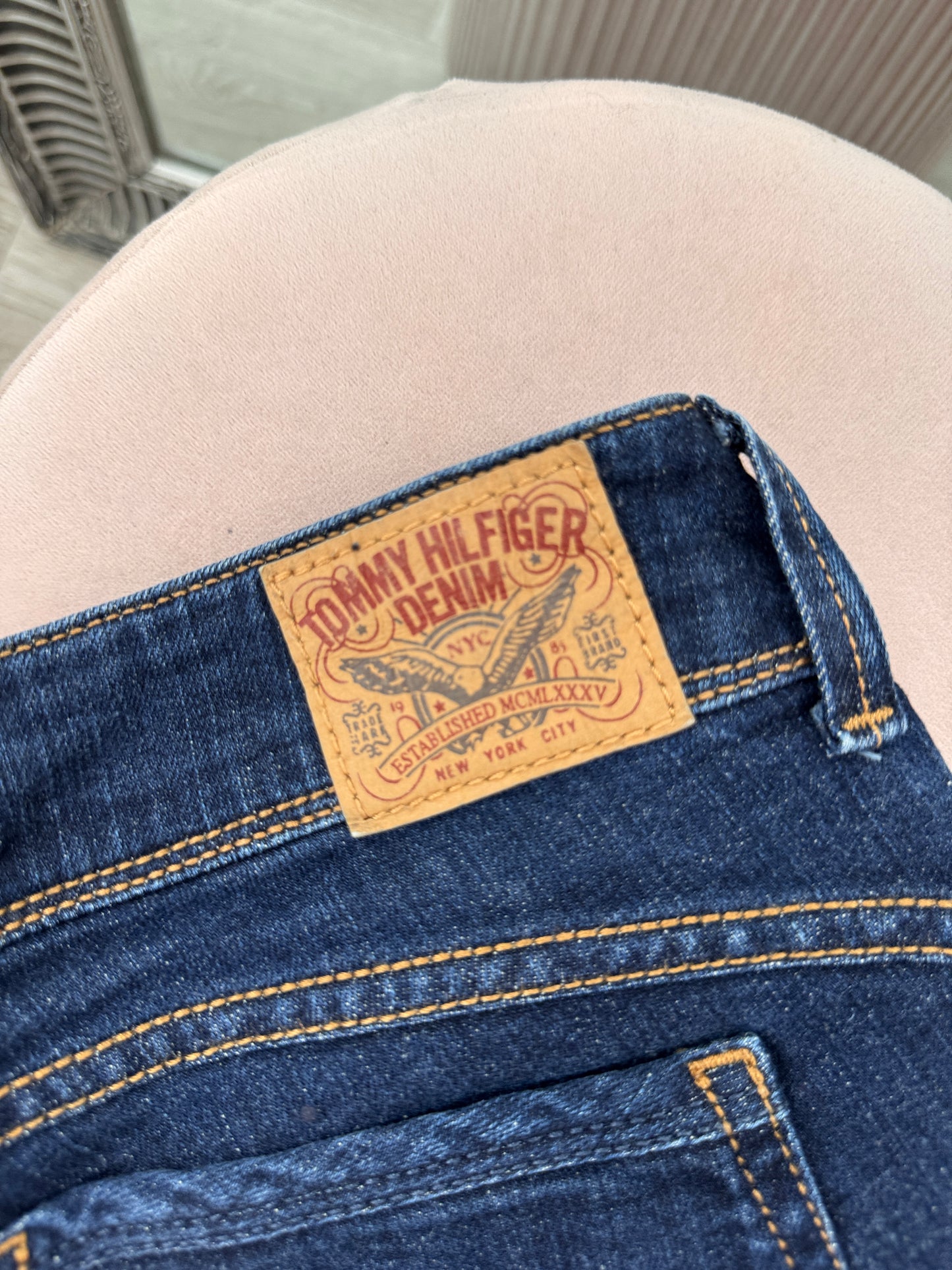 Jeanși Tommy Hilfiger dark wash din bumbac modelator