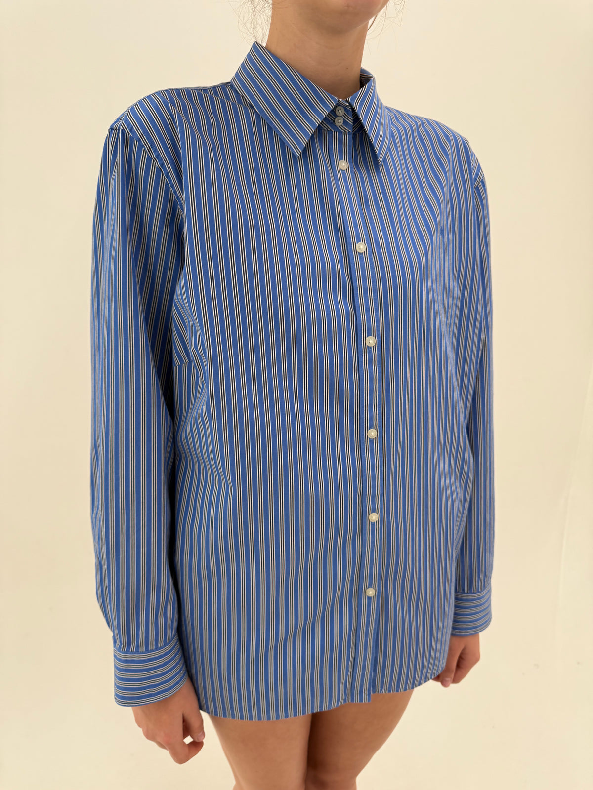 Cămașa plus size Ralph Lauren în dungi din poplin gros de bumbac