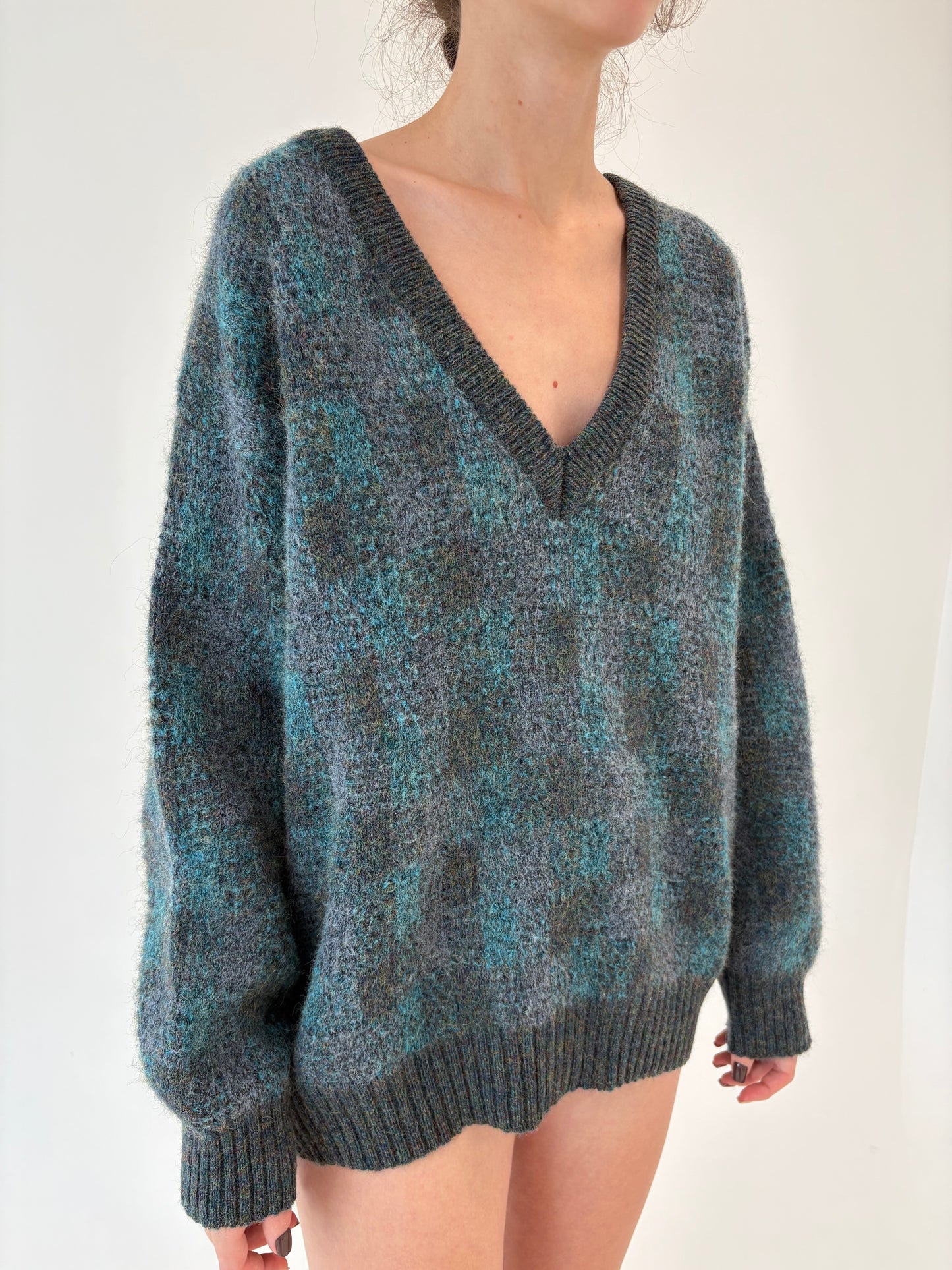Pulover vintage italian în croi lejer din baby mohair gros excepțional