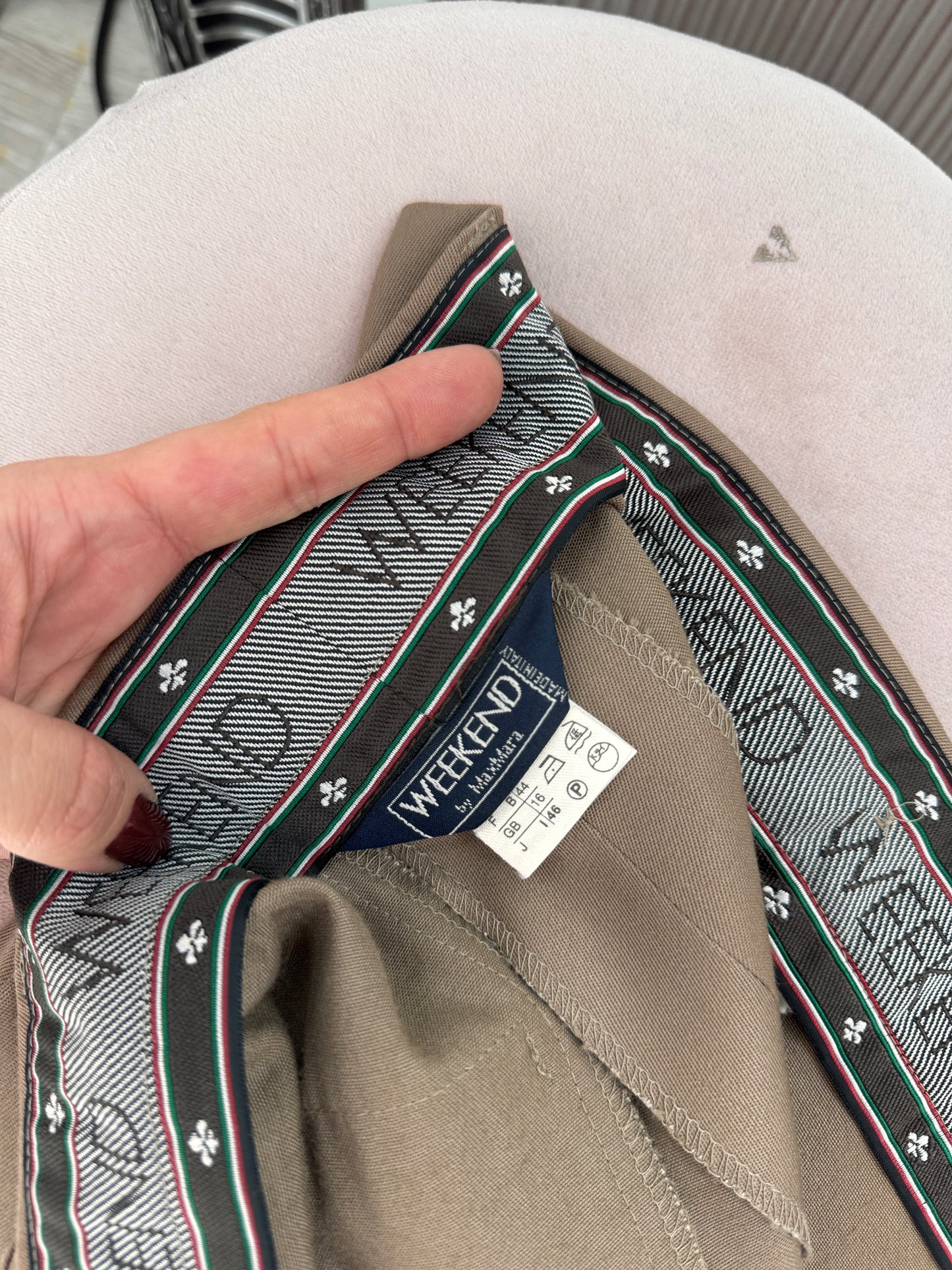Pantaloni luxury Max Mara cu talie ultra marcată înaltă dark nude