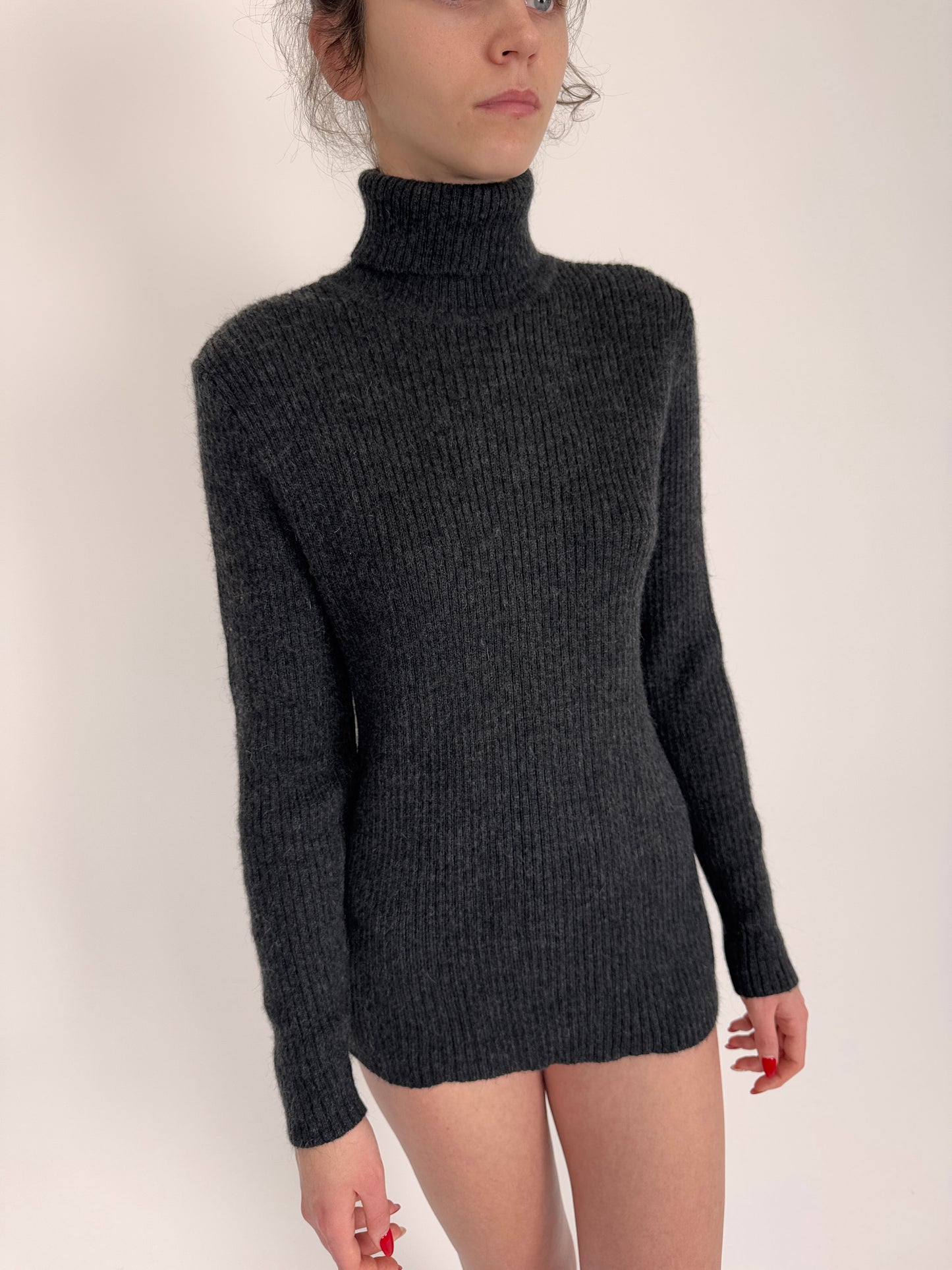 Maleta brand premium charcoal gray din lana fina de gramaj mare