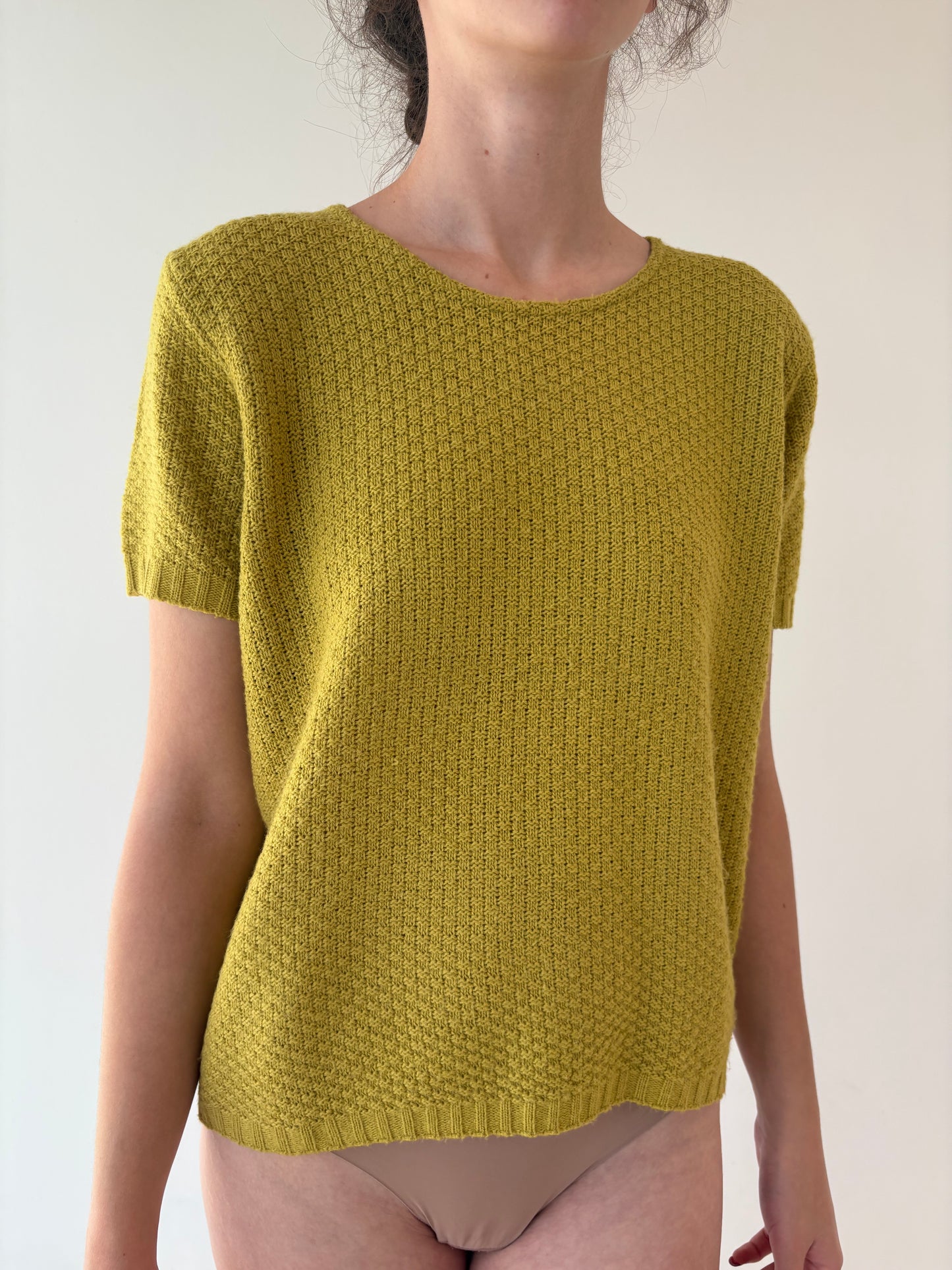 Top texturat lime green din mix de lana extrafina