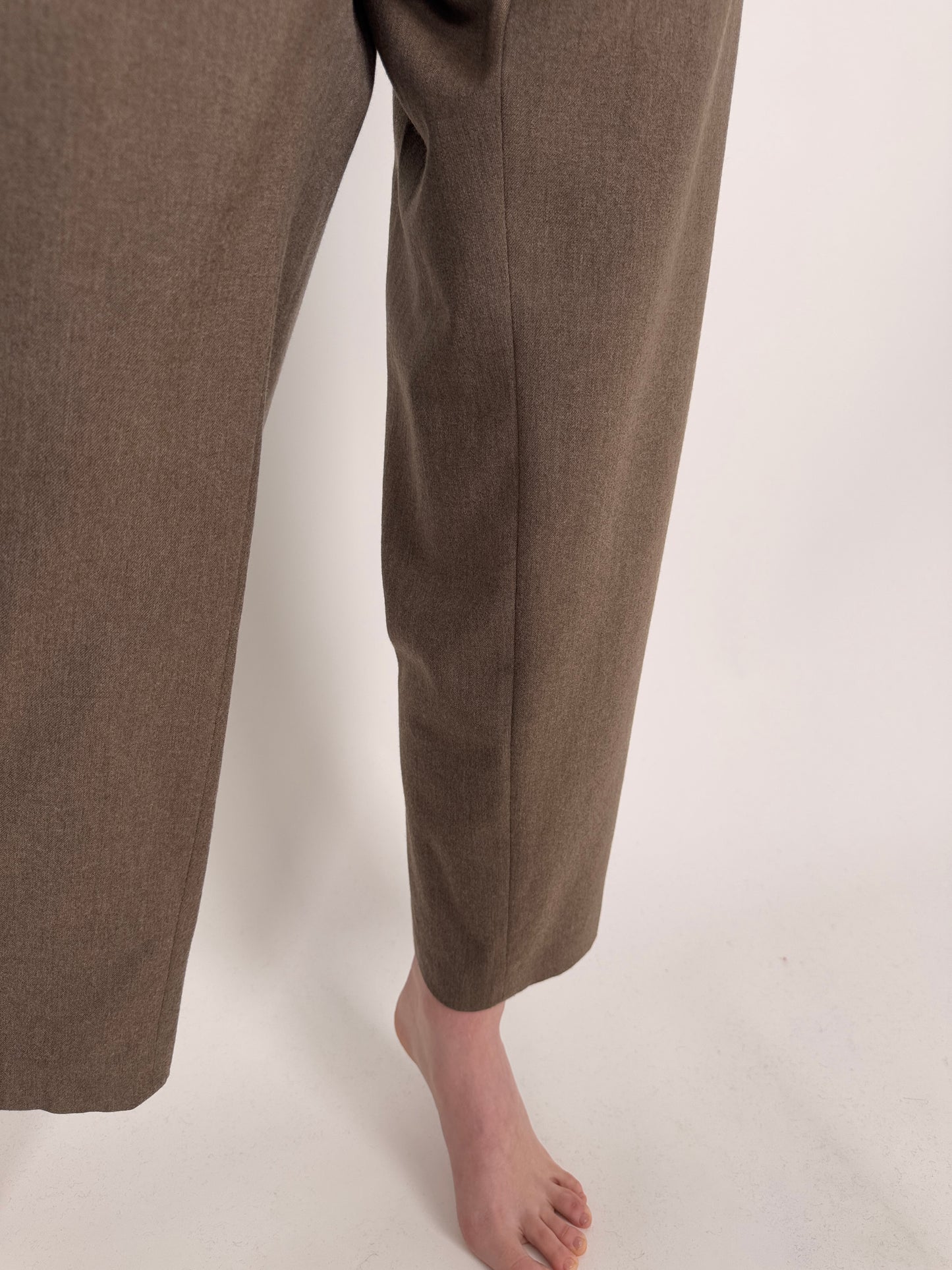 Pantaloni tall ușor strech confort din lana extrafina pastel brown
