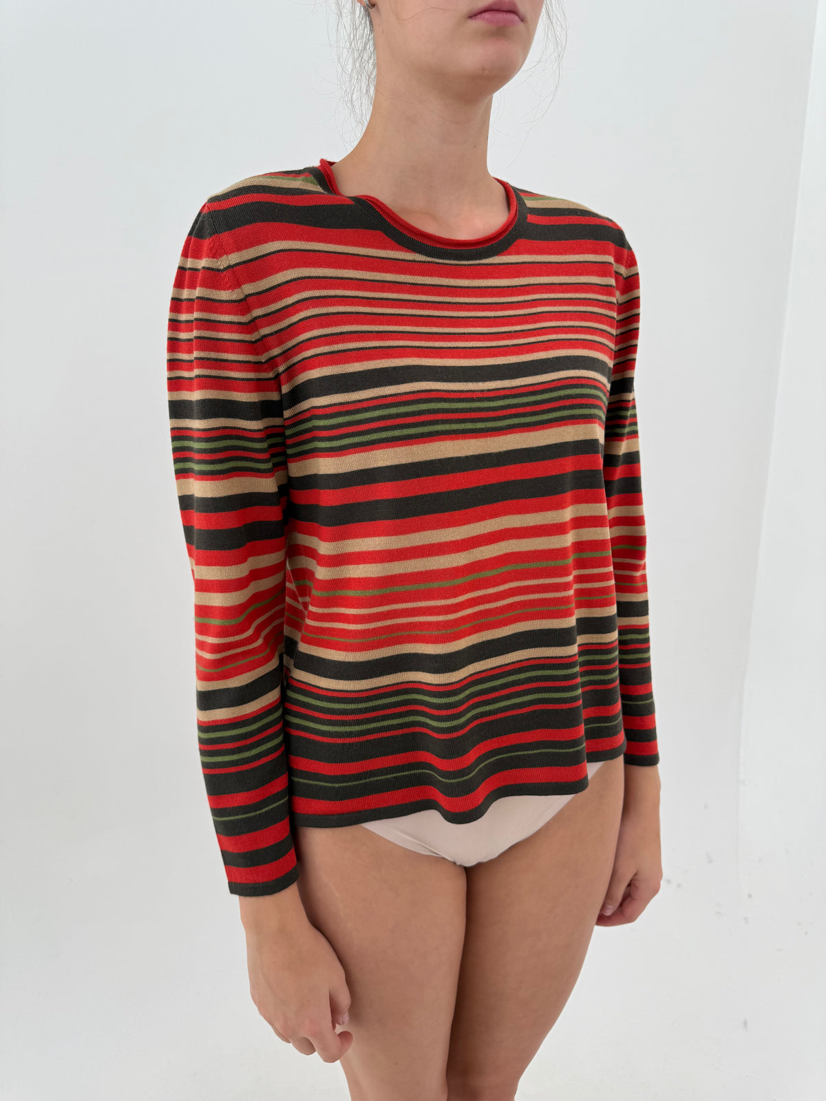Pulover în dungi din lana merino extrafina petite