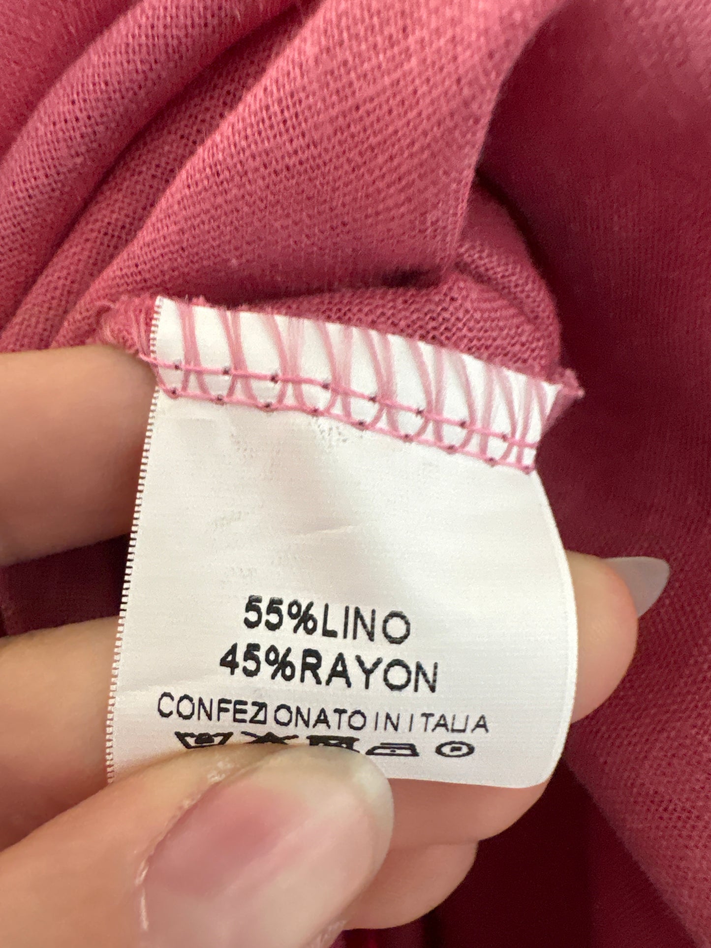 Pantaloni palazzo cu talie elastică din pânză cu în dark rose pink
