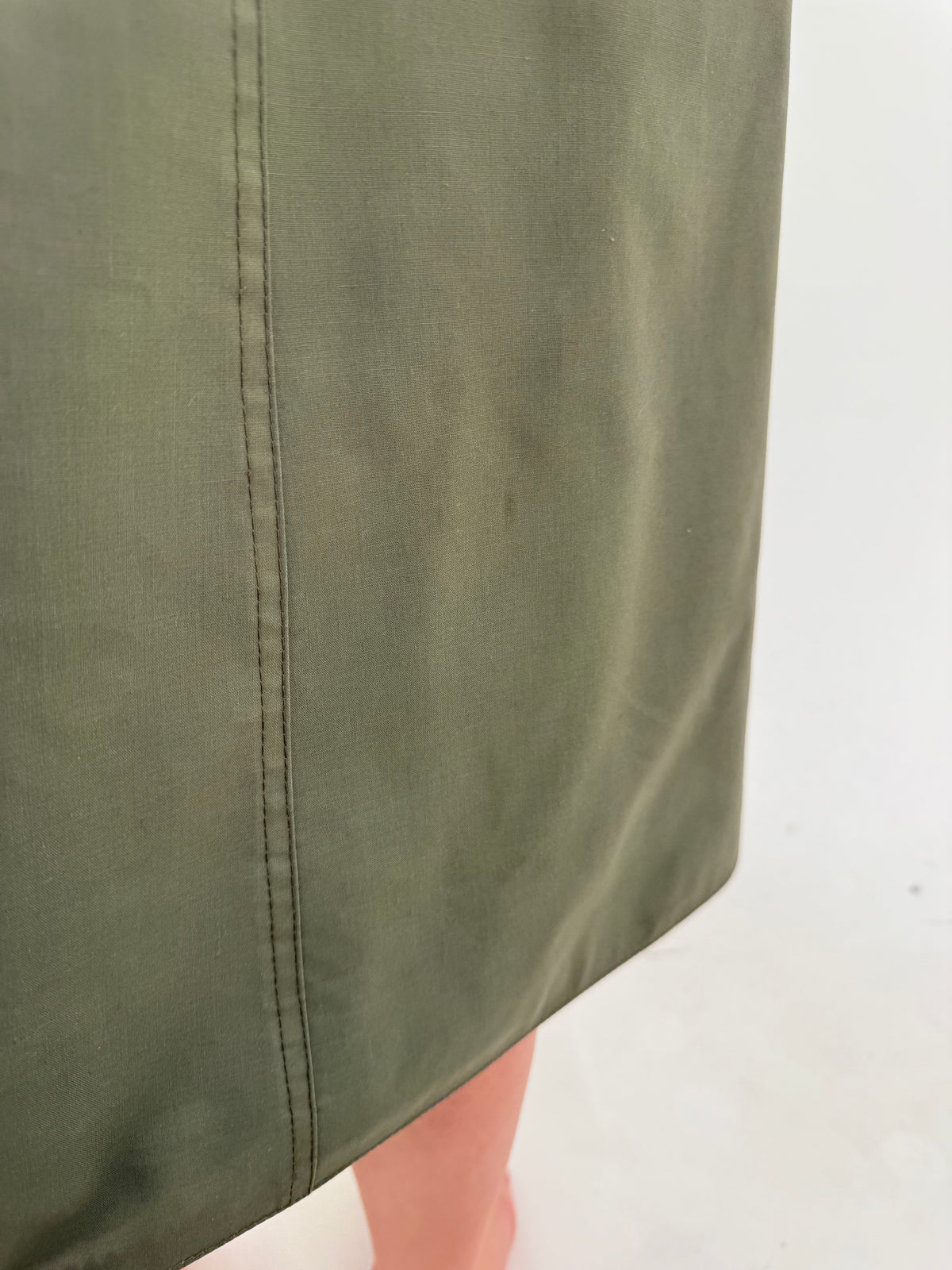Trench vintage petite dark green cu interior din lana din gabardină impermeabilă