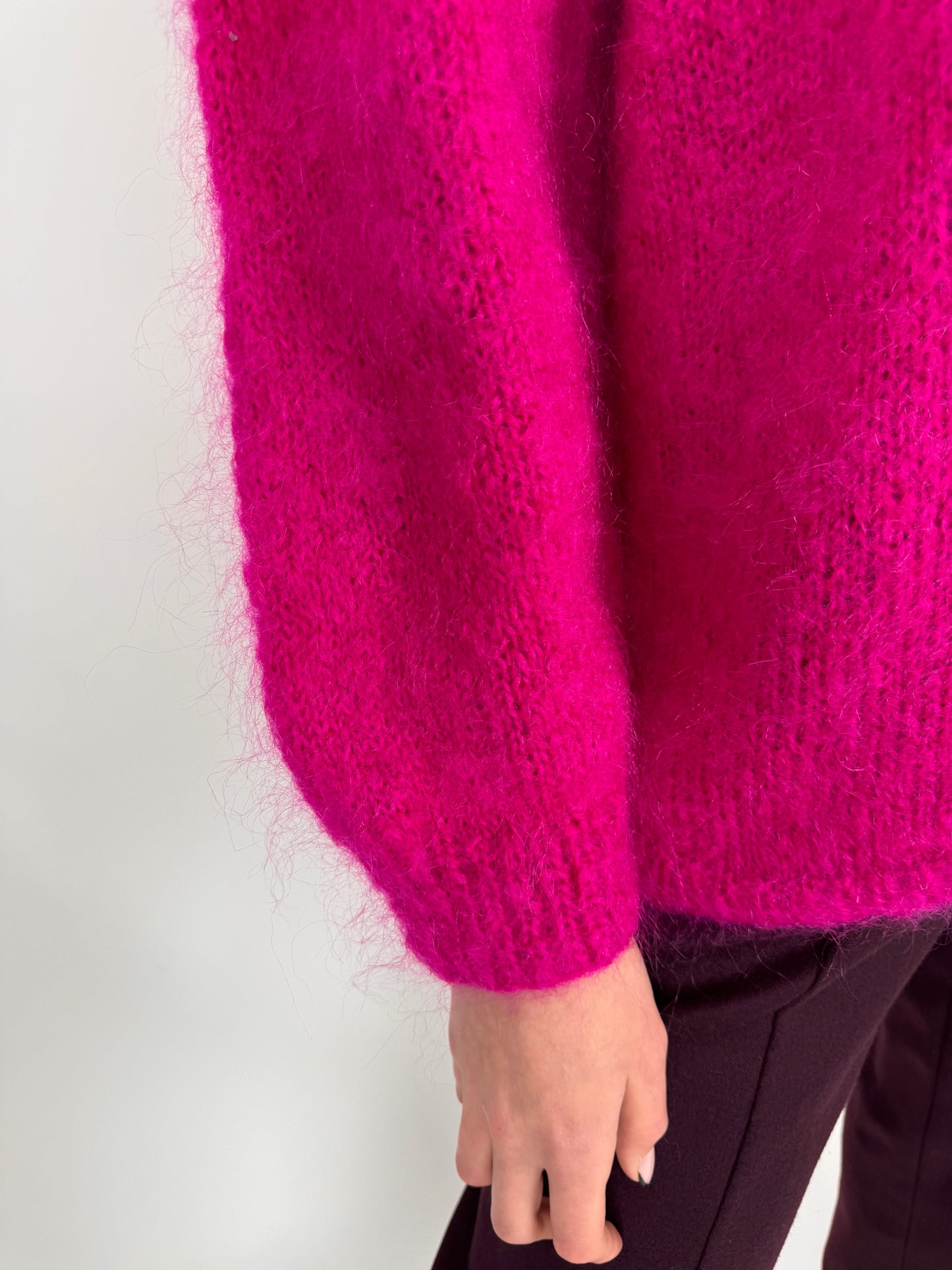 Cardigan gros fucsia din mohair