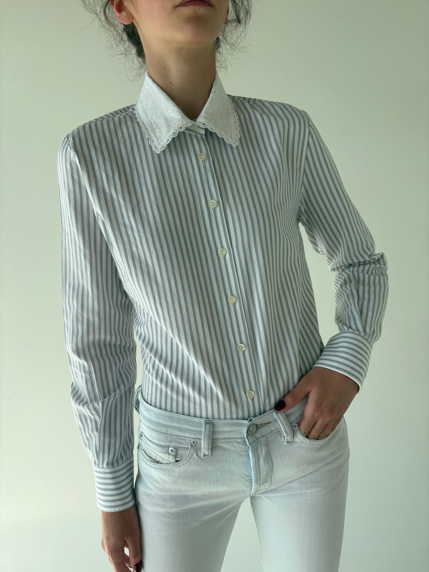 Cămașa vintage din poplin excepțional de bumbac texturat